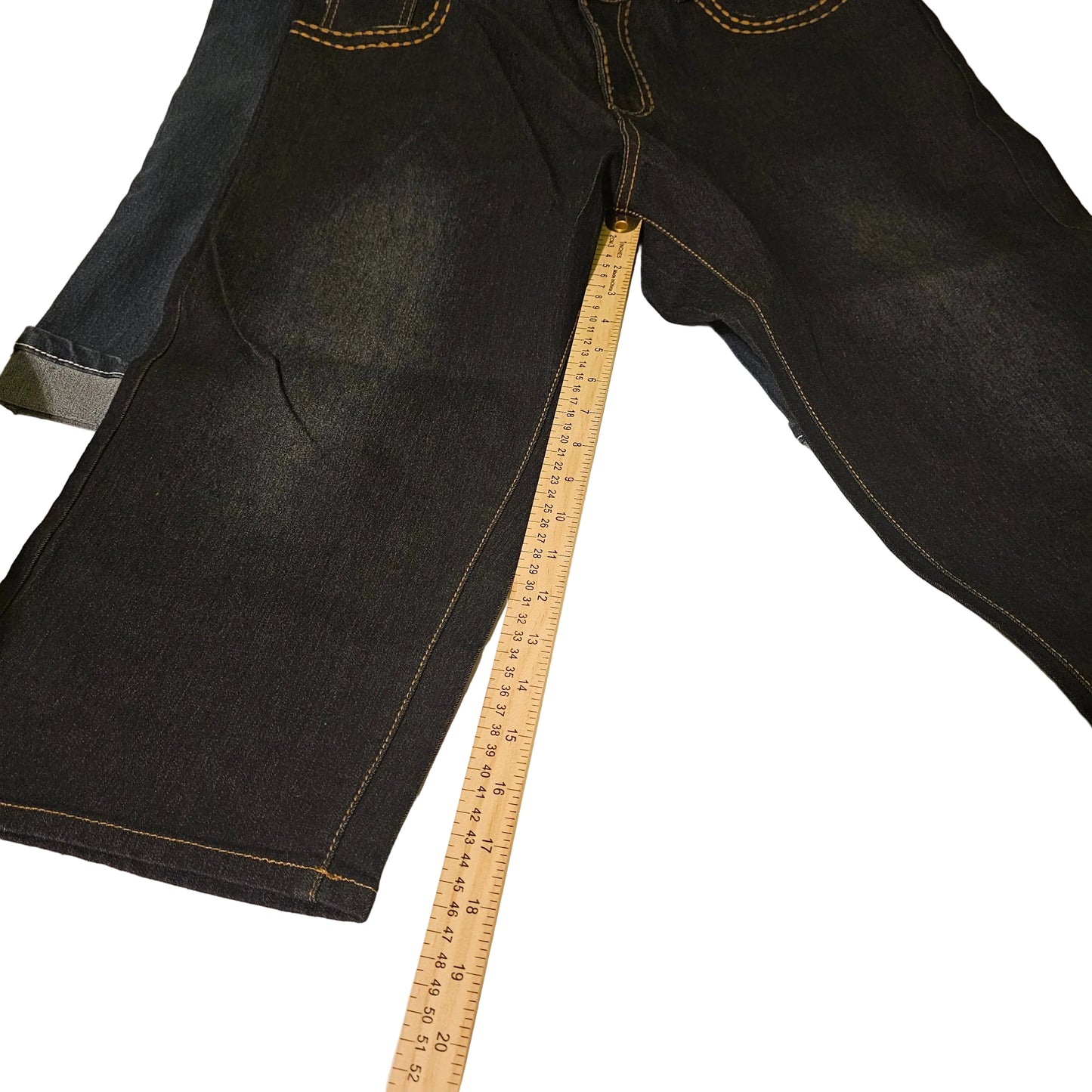 Thrill Women’s Rhinestone Embellished Capri Jeans – Size 14, Dark Wash Denim(2)