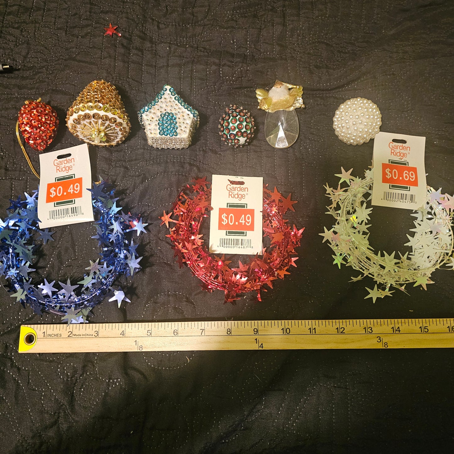 Vintage Sequined & Beaded Christmas Ornament Lot – Mixed Shapes