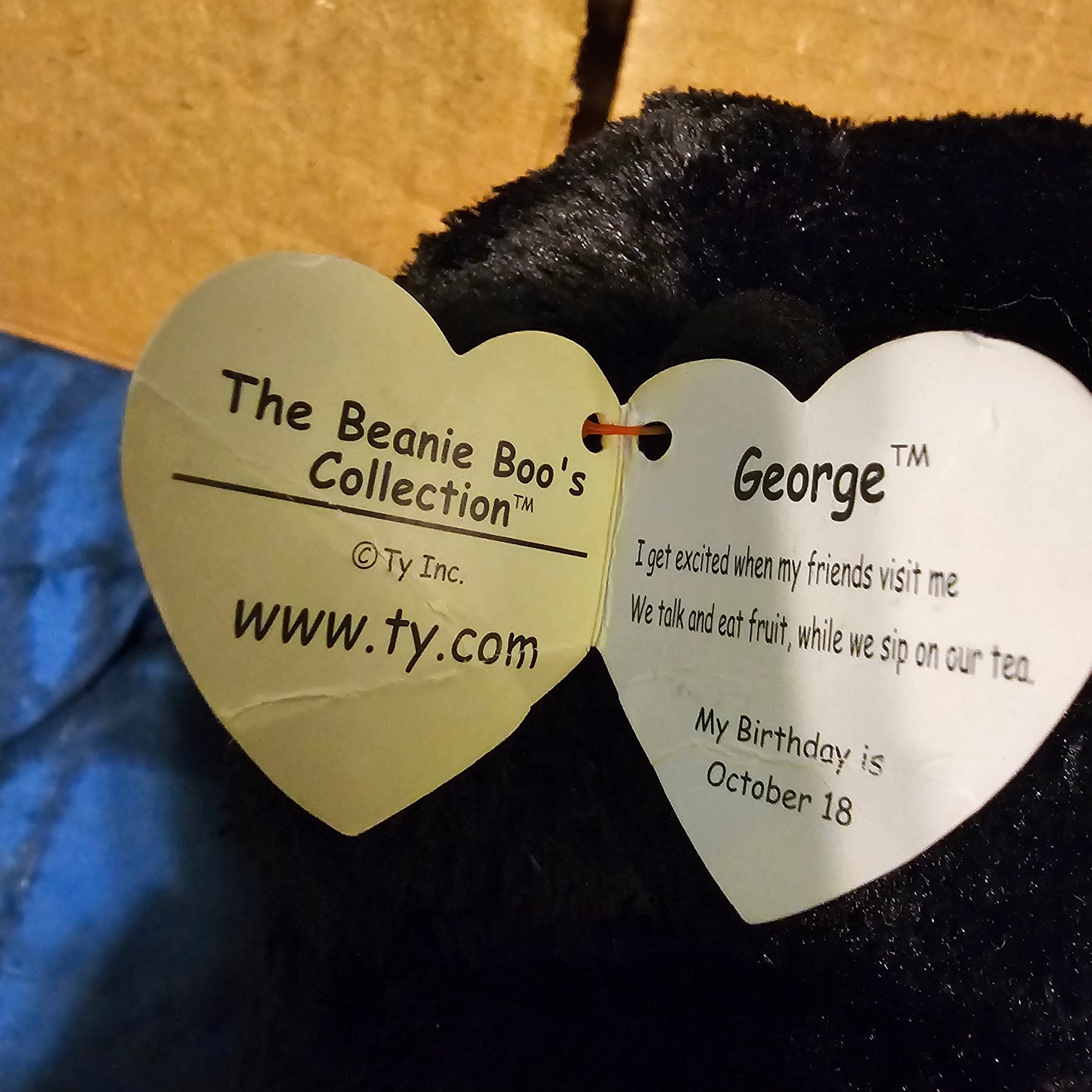 Ty Beanie Boos GEORGE the Gorilla - Purple Sparkle Eyes