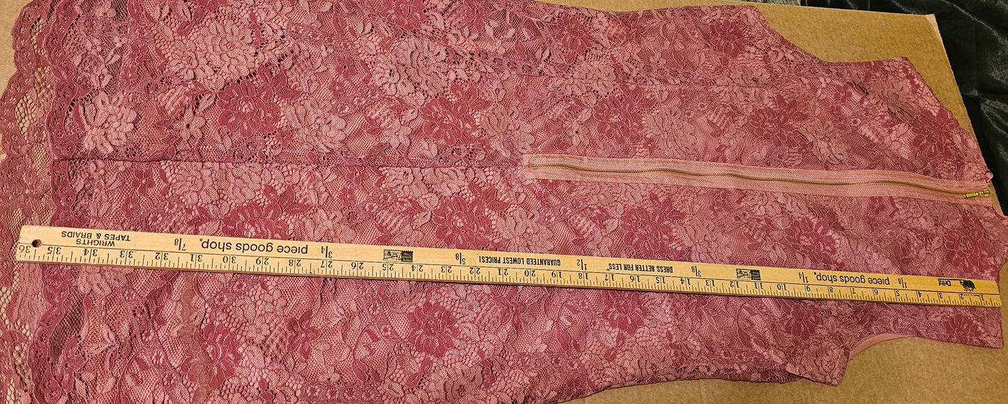 Sharagano Artless Plum Rose Thicket Lace Overlay Sheath Dress Formal Size 8