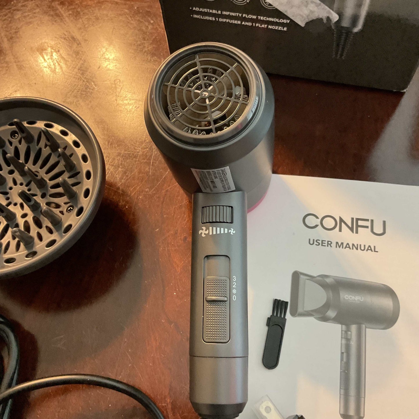 Confu Hair Dryer 1600W with Diffuser & Nozzle
