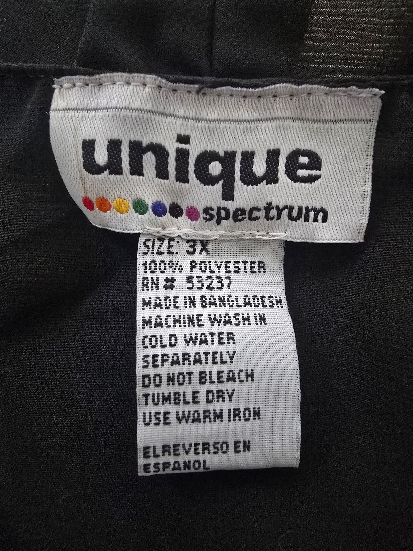 Unique Spectrum Women's Plus Size 3X Black Blouse