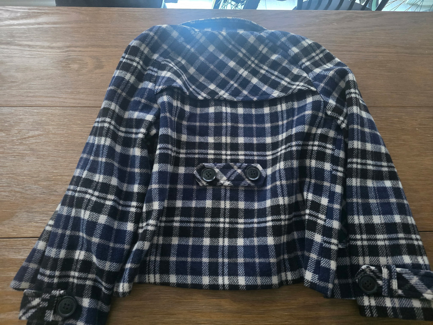 Aeropostale Wool-Blend Plaid Peacoat – Navy, Black & White (Women’s XL)