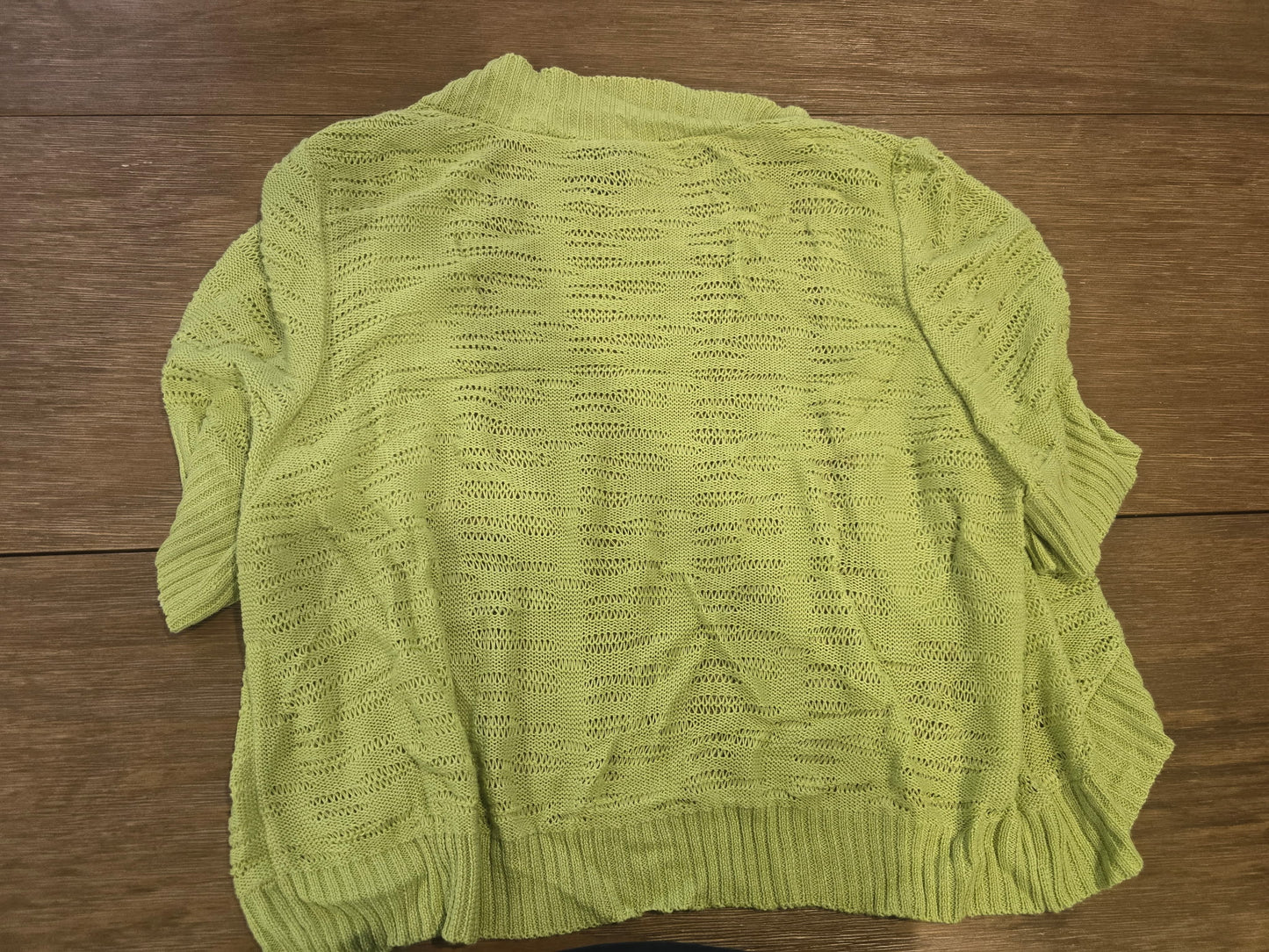 Faded Glory Women's Open Knit Short Sleeve Cardigan Sweater 3X Lime Green