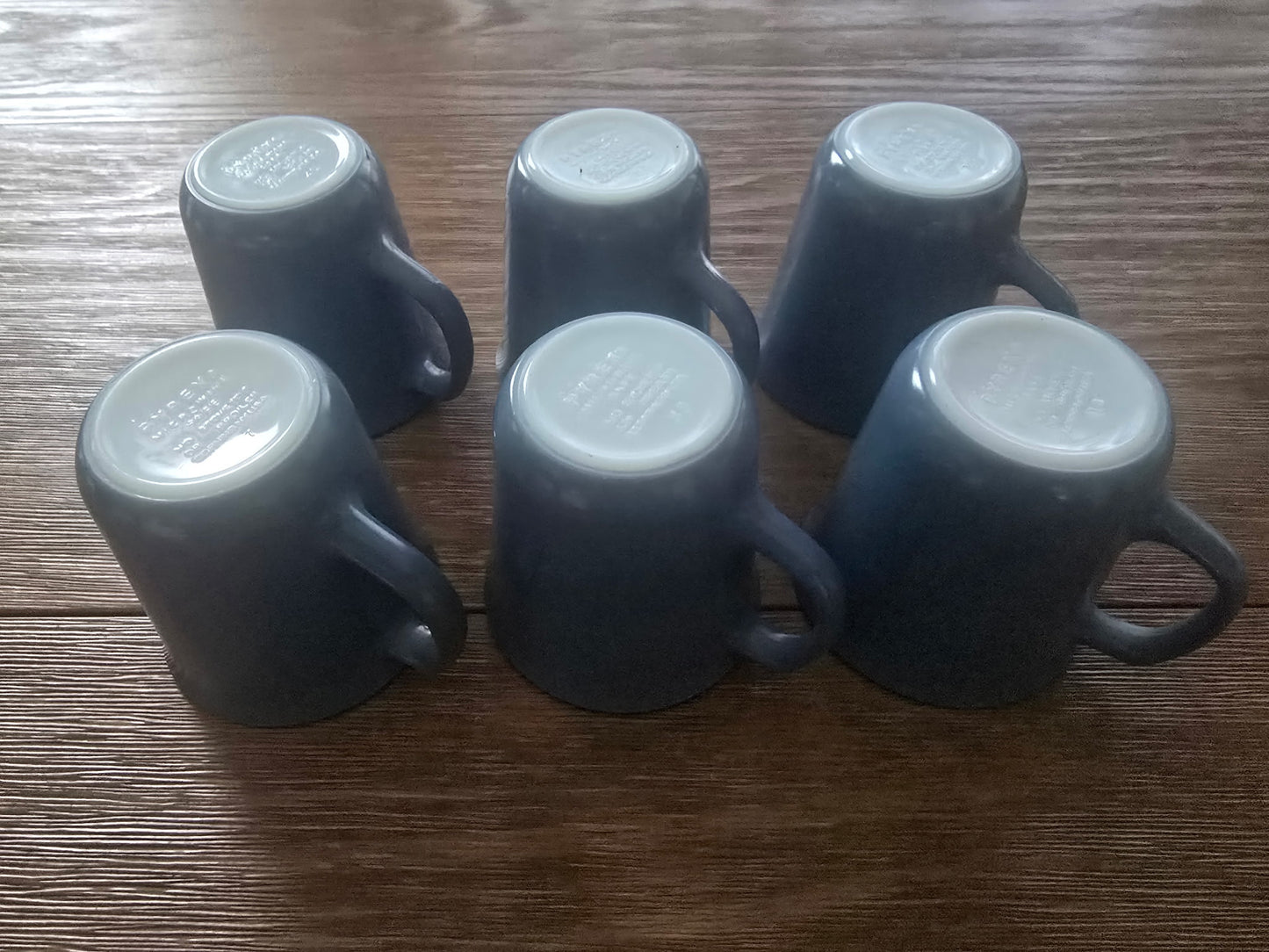 Pyrex Blue Milk Glass Coffee Mugs Set of 6 | Vintage Stacking Cups