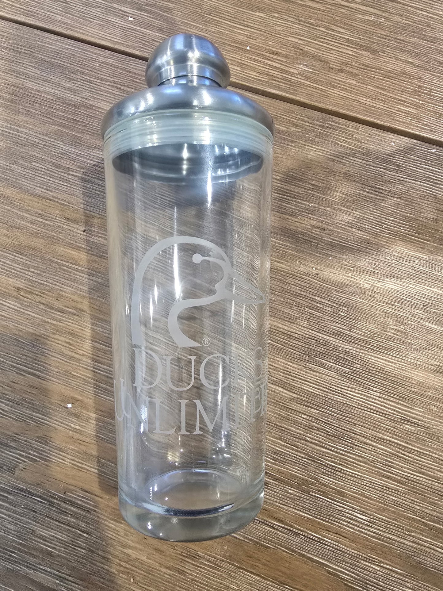 Ducks Unlimited Glass Cocktail Shaker Set - 6 Shot Glasses & Chrome Caddy Stand