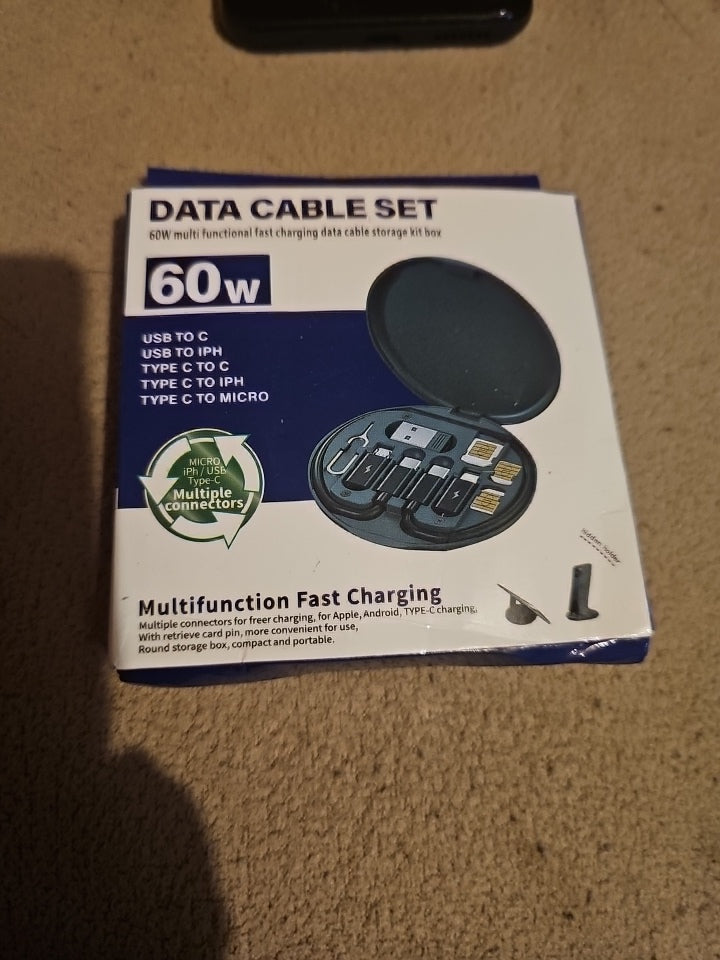 60W Multifunctional Fast Charging Data Cable Storage Kit Box - Brand New