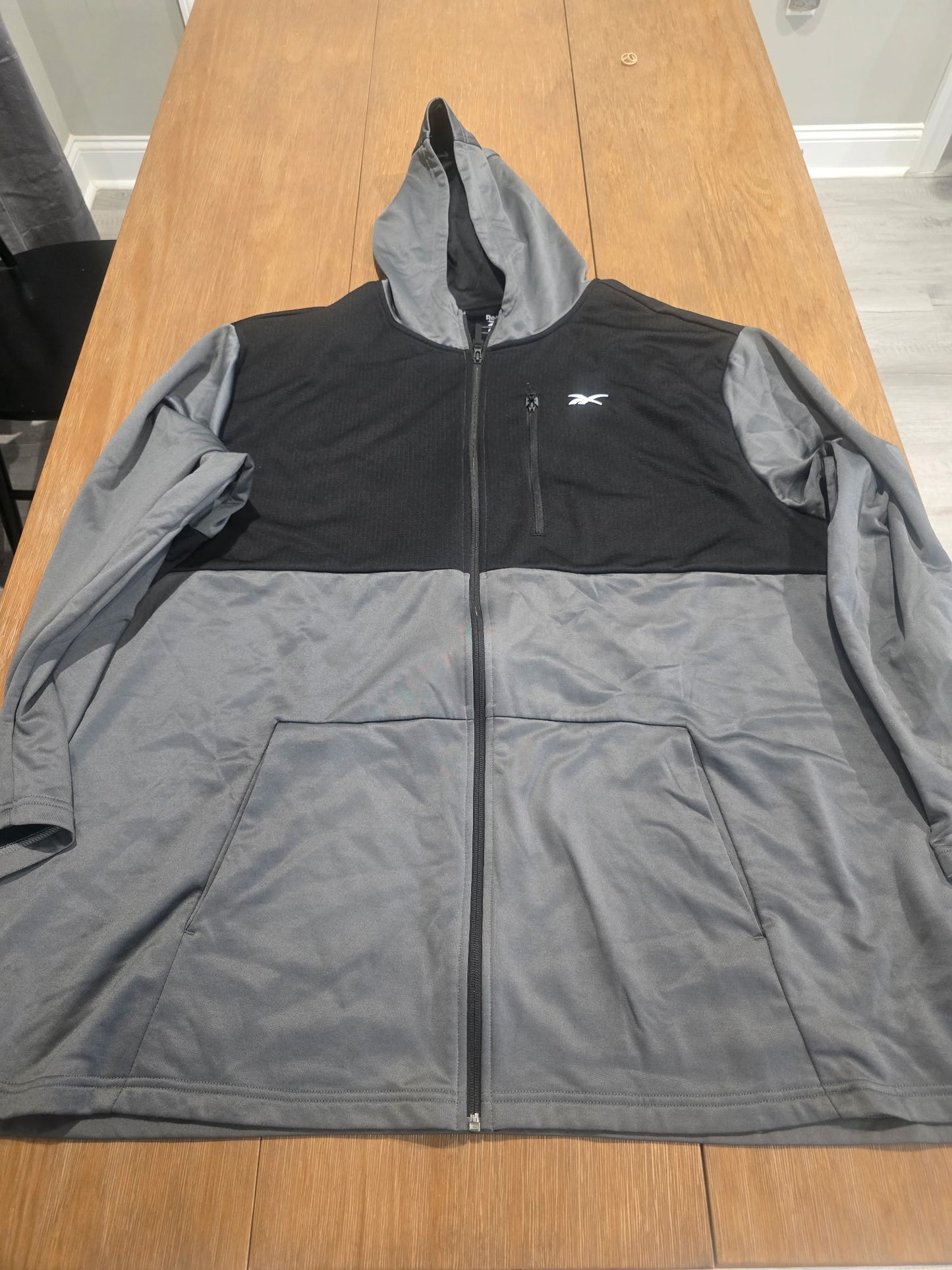 Reebok Speedwick Mens Full Zip Hoodie Jacket Big & Tall 4XLT Black Gray Colorblock
