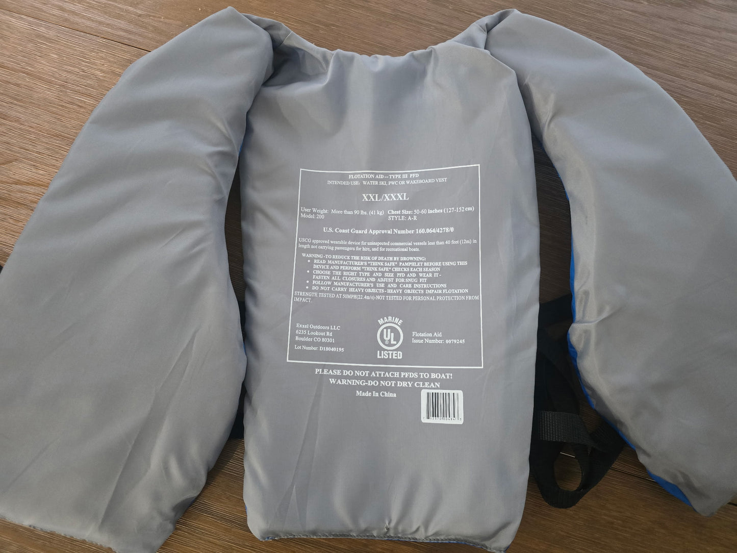 Exxel Outdoors USCG Type III PFD Life Jacket Vest Blue XXL/XXXL Water Ski PWC