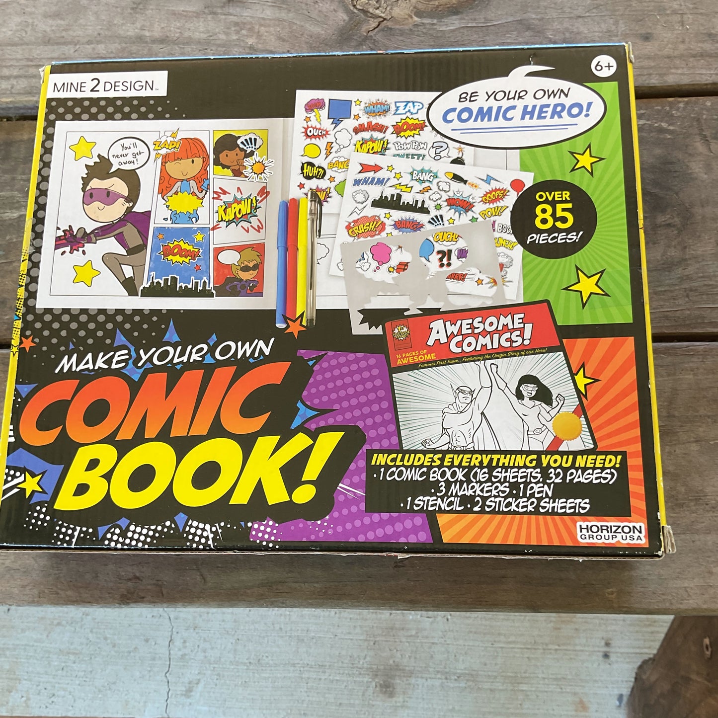 Mine 2 Design Make Your Own Comic Book Kit - DIY 32-Page Book & Stickers - NEW