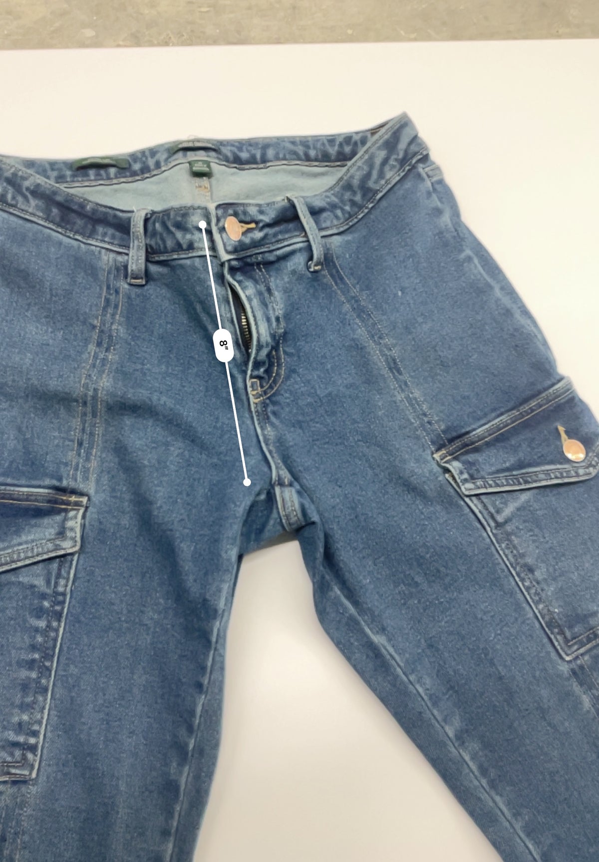 Wild Fable Low Rise Flare Cargo Jeans Size 12 Medium Wash Denim Y2K Flap Pocket