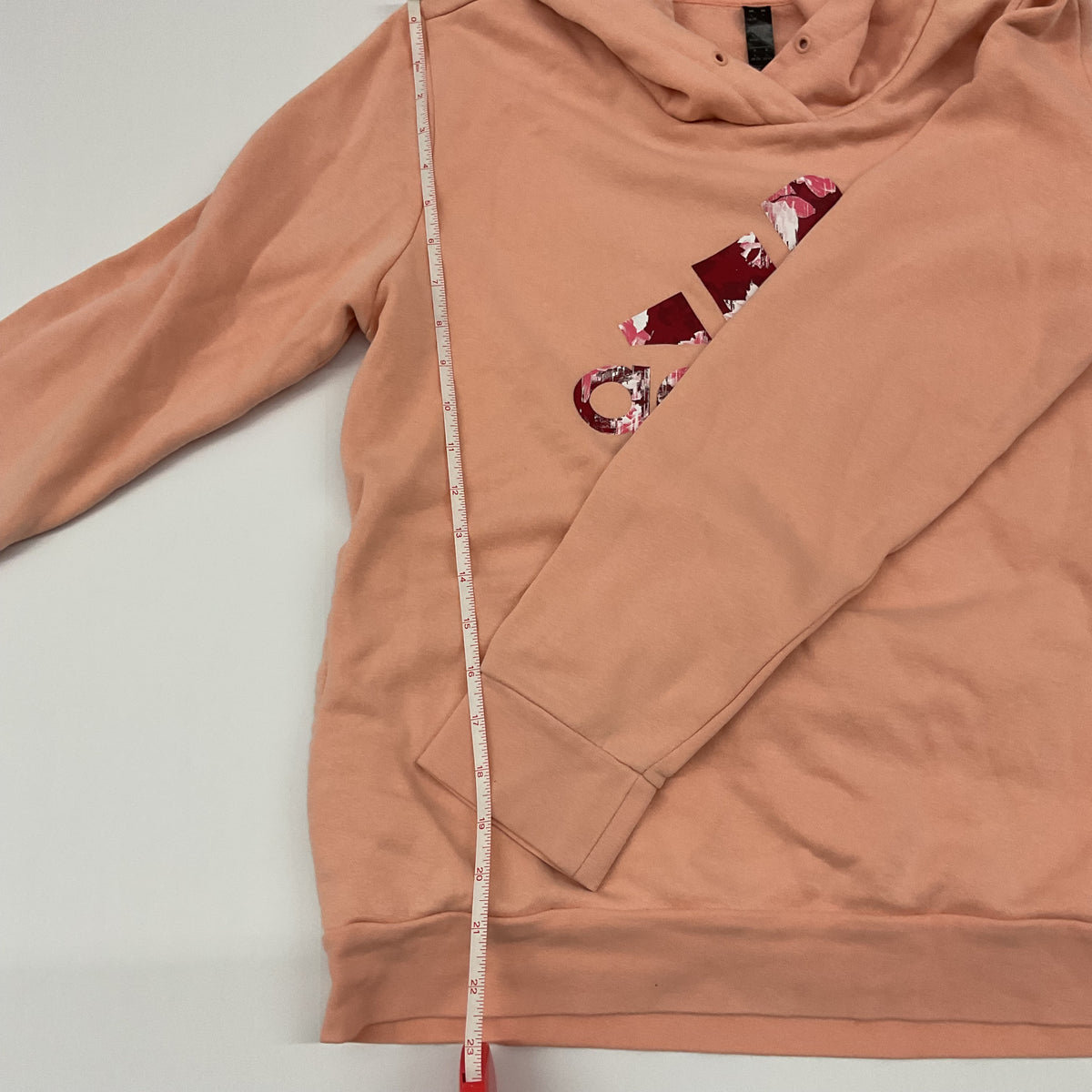 Adidas Women's Floral Badge of Sport Pullover Hoodie - Pink - Size L