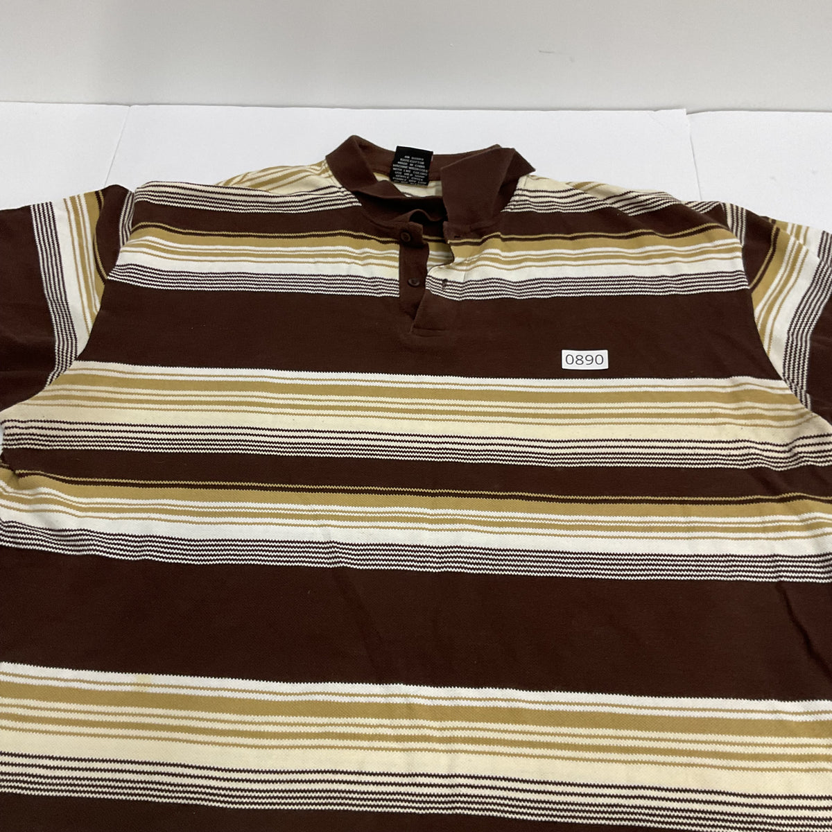 Royal Wear Men's 4XL Brown Striped Cotton Short Sleeve Polo Shirt
