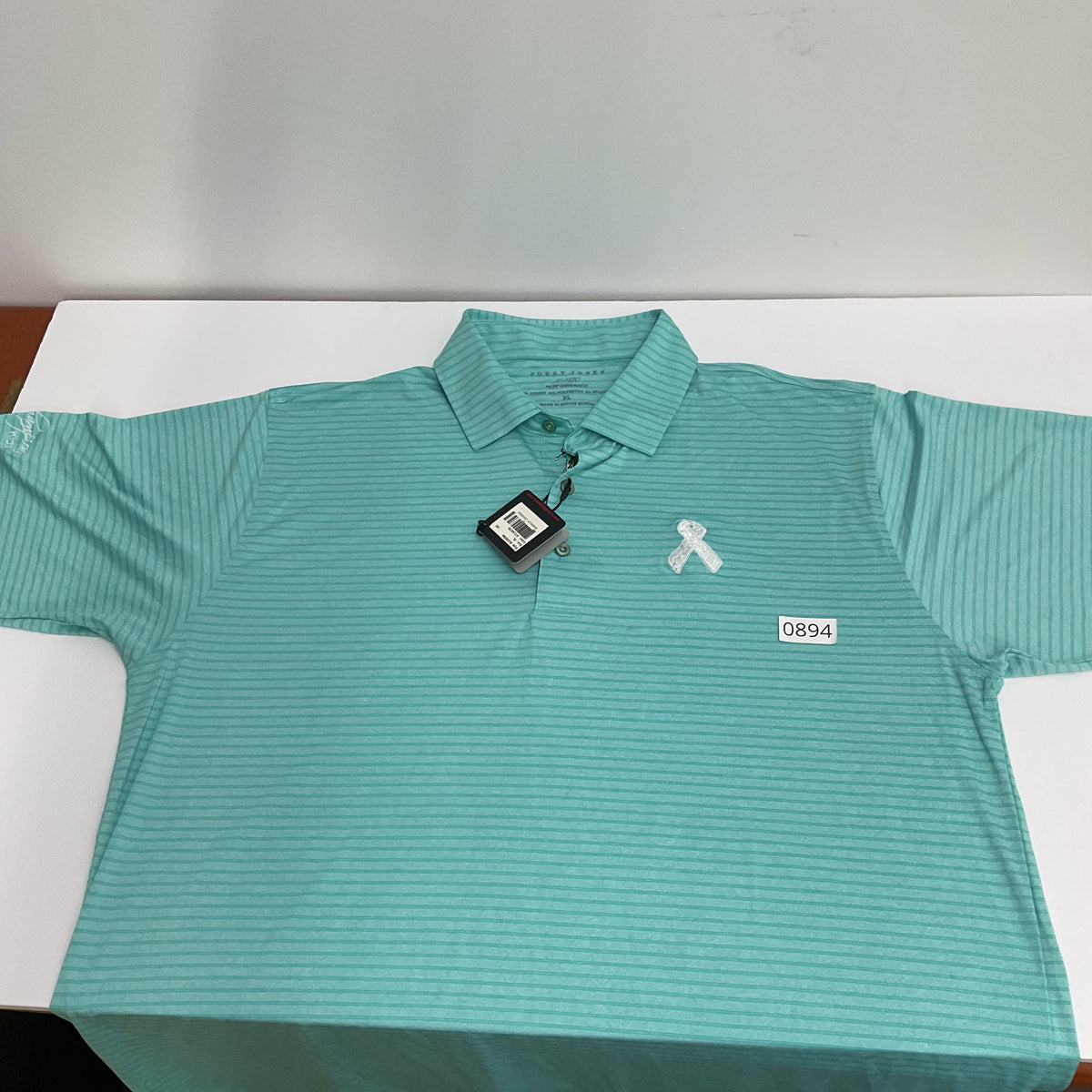 Bobby Jones X-H2O Golf Polo Men's XL Atlantis Teal Striped New with Tags
