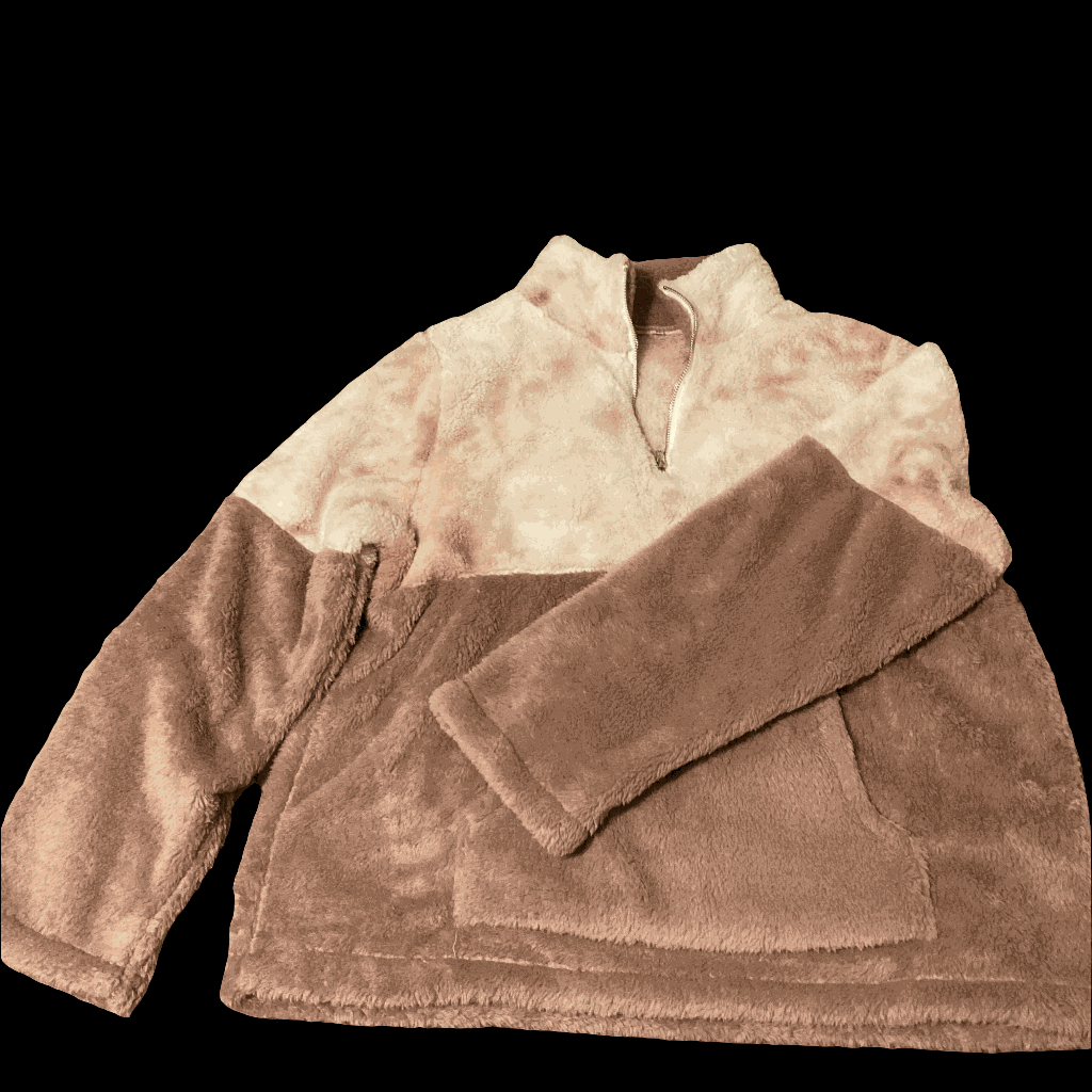 Women’s Cozy Color Block Sherpa Quarter-Zip Pullover – Blush Pink & Mauve Fleece Sweater