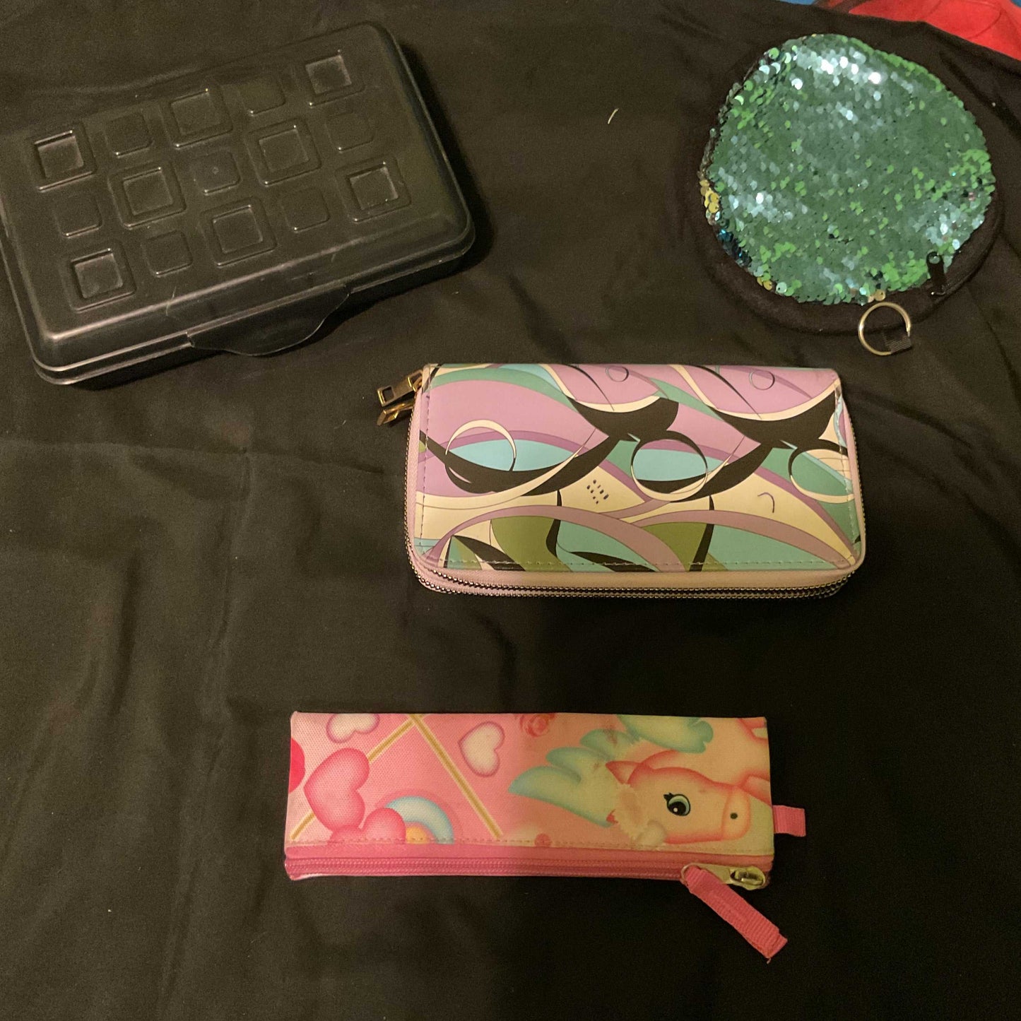 Preowned back to school lot with pencil cases and storage box in good condition