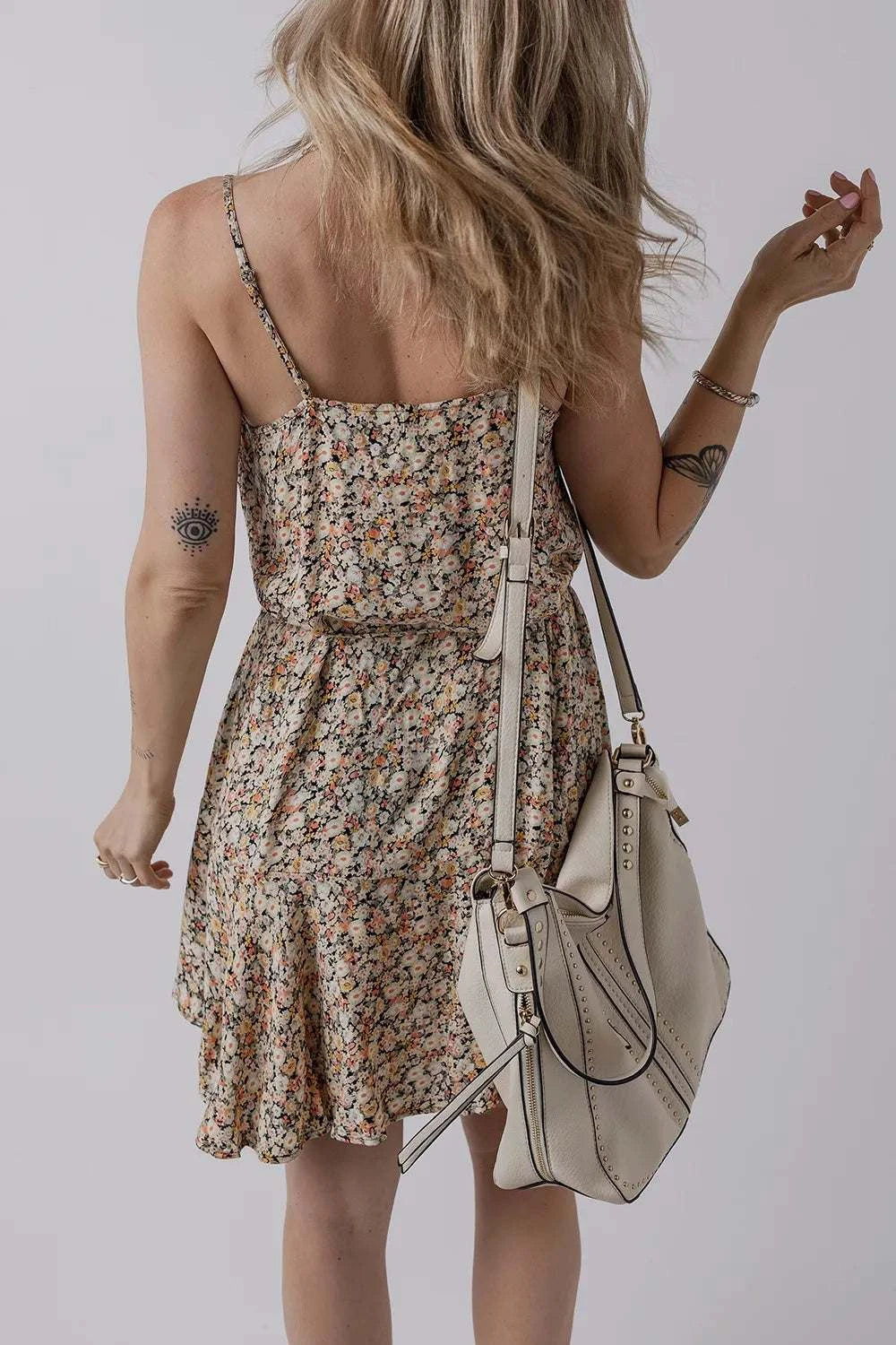 Boho Floral Printed Tie Waist Flared Sundress