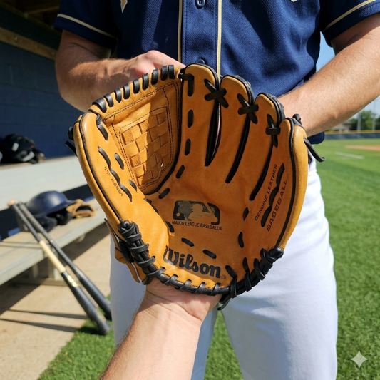 Wilson A2481 MLB Series 11" Baseball Glove Leather RHT Tan Black Basket Web