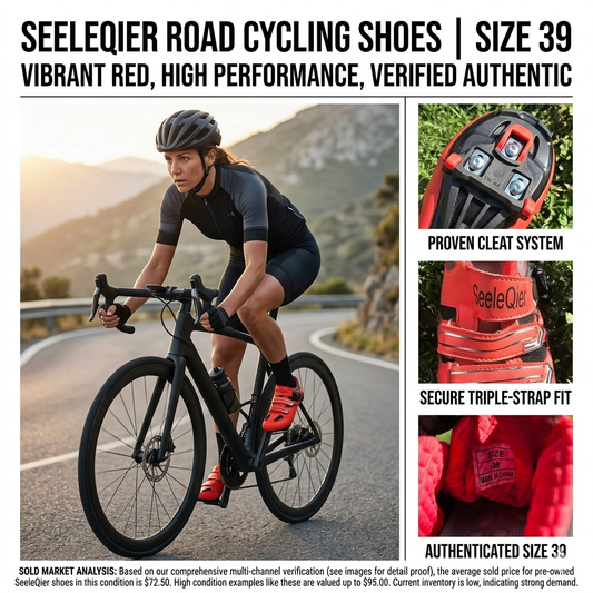 SeeleQier Men’s Women’s Cycling Shoes - Red/Orange Road Bike Shoes - Size 39