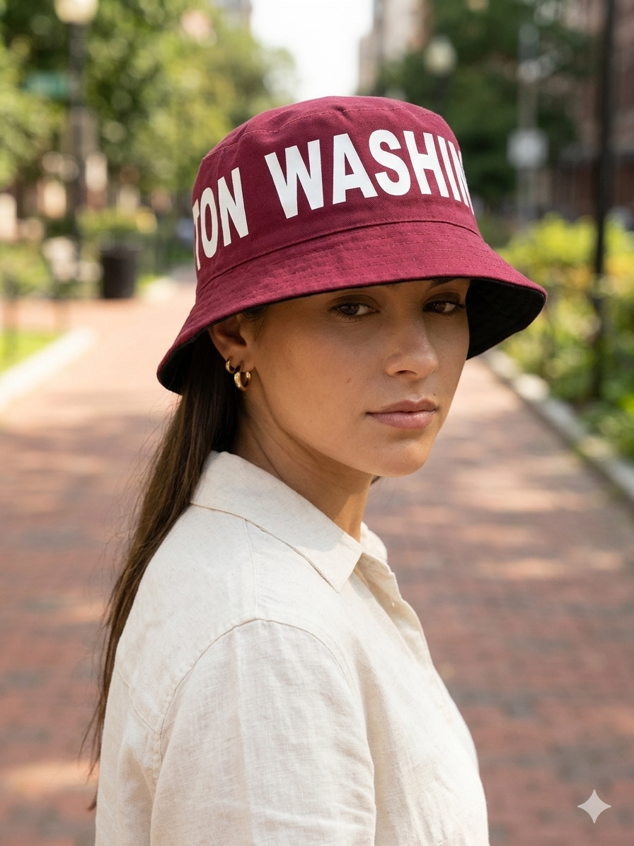 Washington Reversible Bucket Hat - Maroon/Burgundy & Black - Unisex OSFM