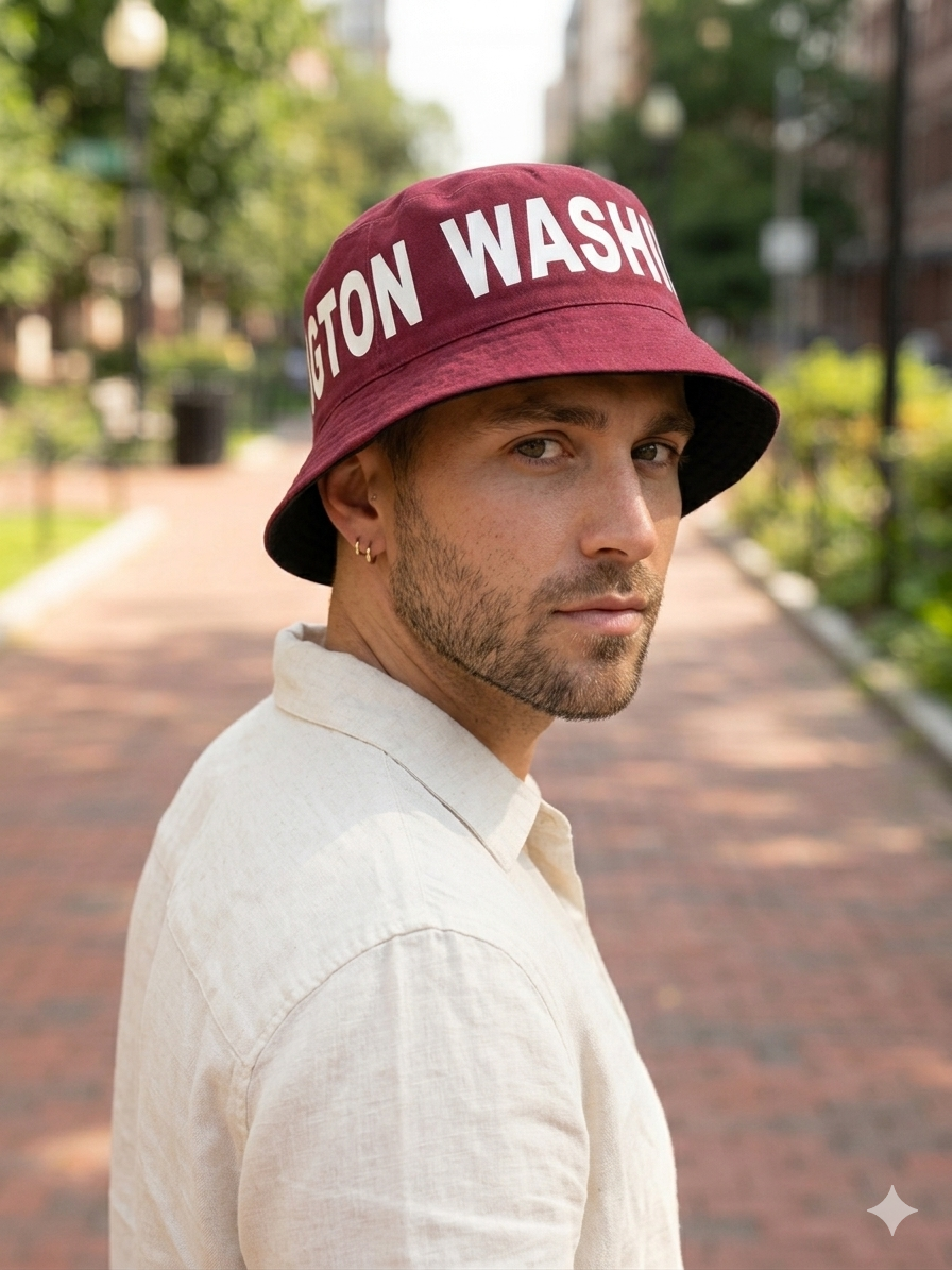 Washington Reversible Bucket Hat - Maroon/Burgundy & Black - Unisex OSFM
