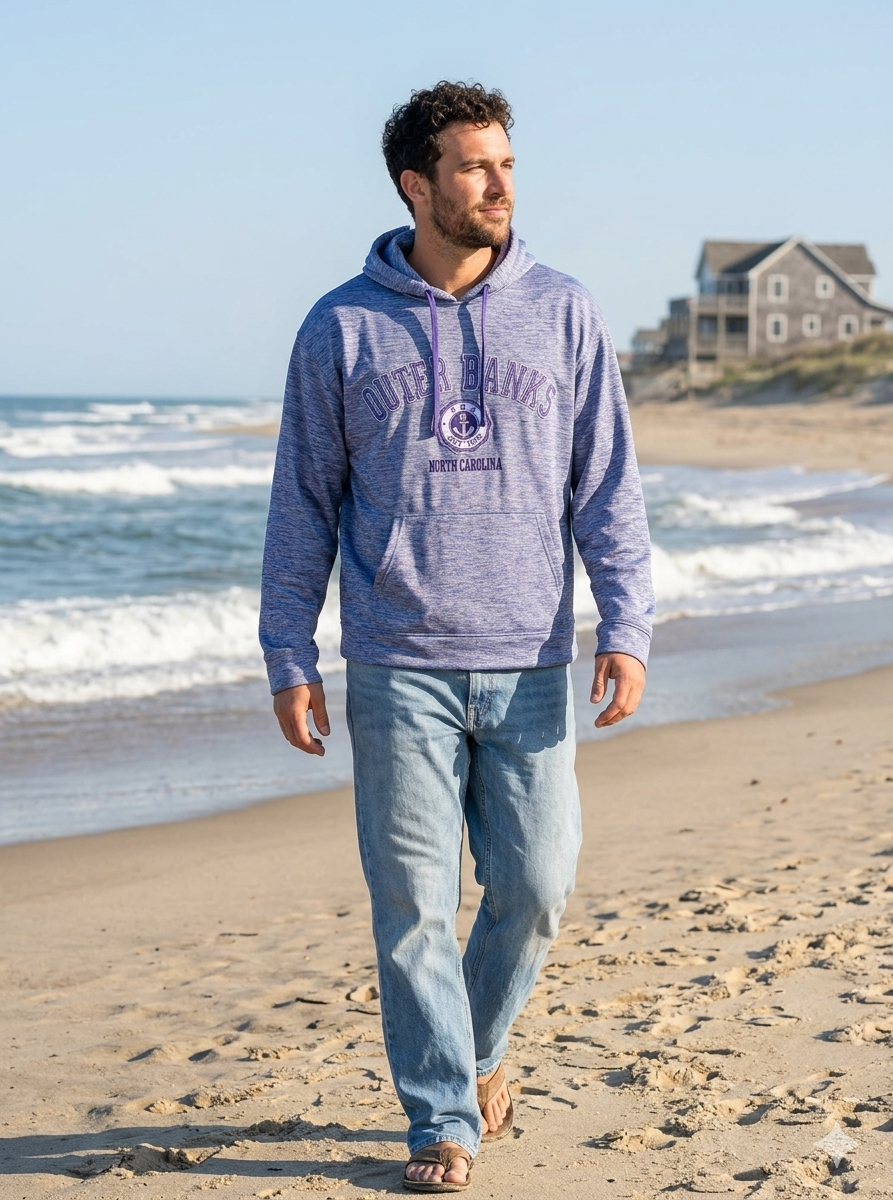 Outer Banks Authentic Hoodie XL Blue Purple Space Dye Graphic Pullover