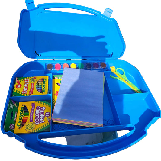 Crayola Blue Inspiration Art Case Kit Markers Crayons Colored Pencils Watercolor