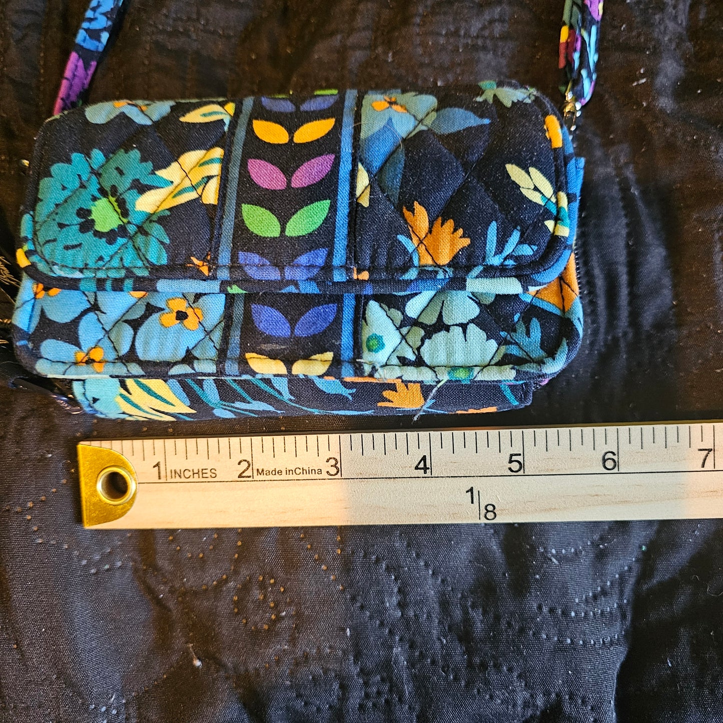 Vera Bradley Quilted Floral Crossbody Wallet (Adjustable Strap)