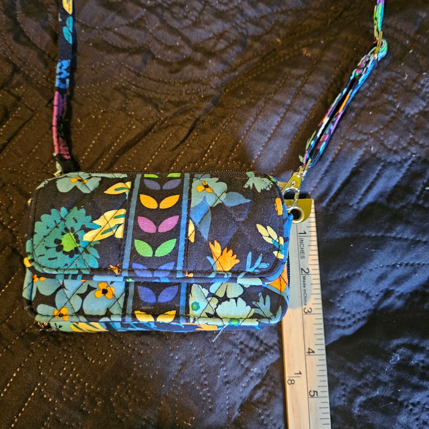 Vera Bradley Quilted Floral Crossbody Wallet (Adjustable Strap)