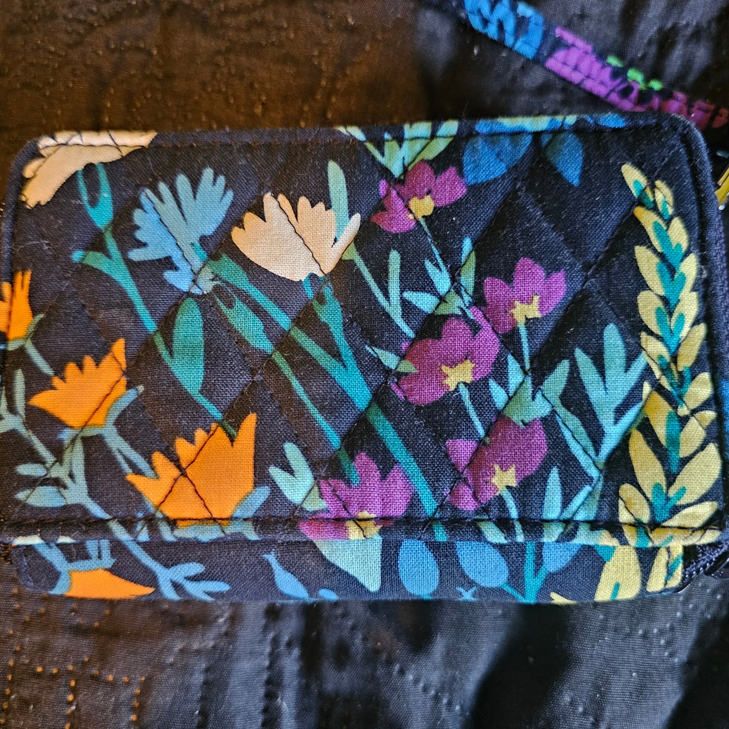 Vera Bradley Quilted Floral Crossbody Wallet (Adjustable Strap)