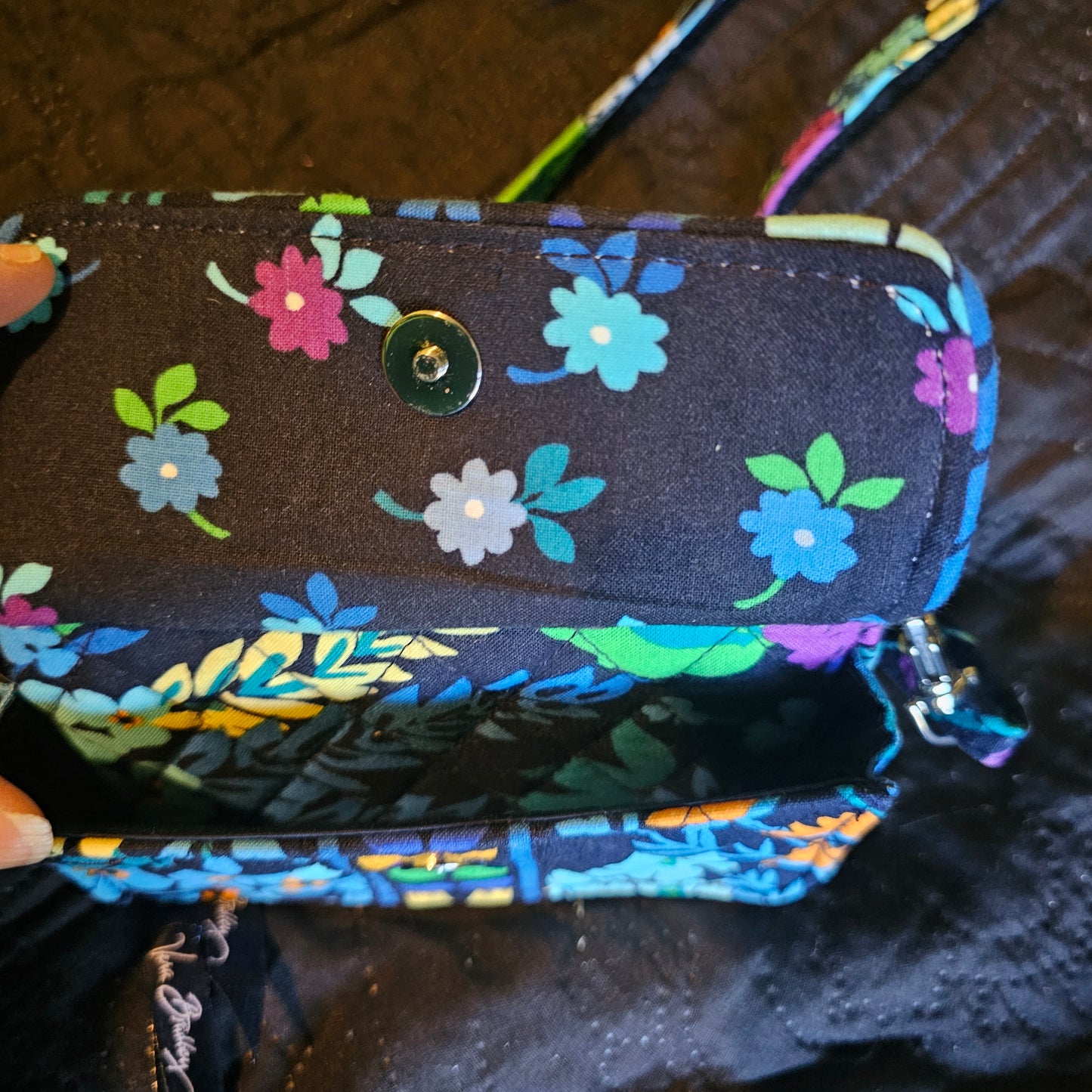 Vera Bradley Quilted Floral Crossbody Wallet (Adjustable Strap)