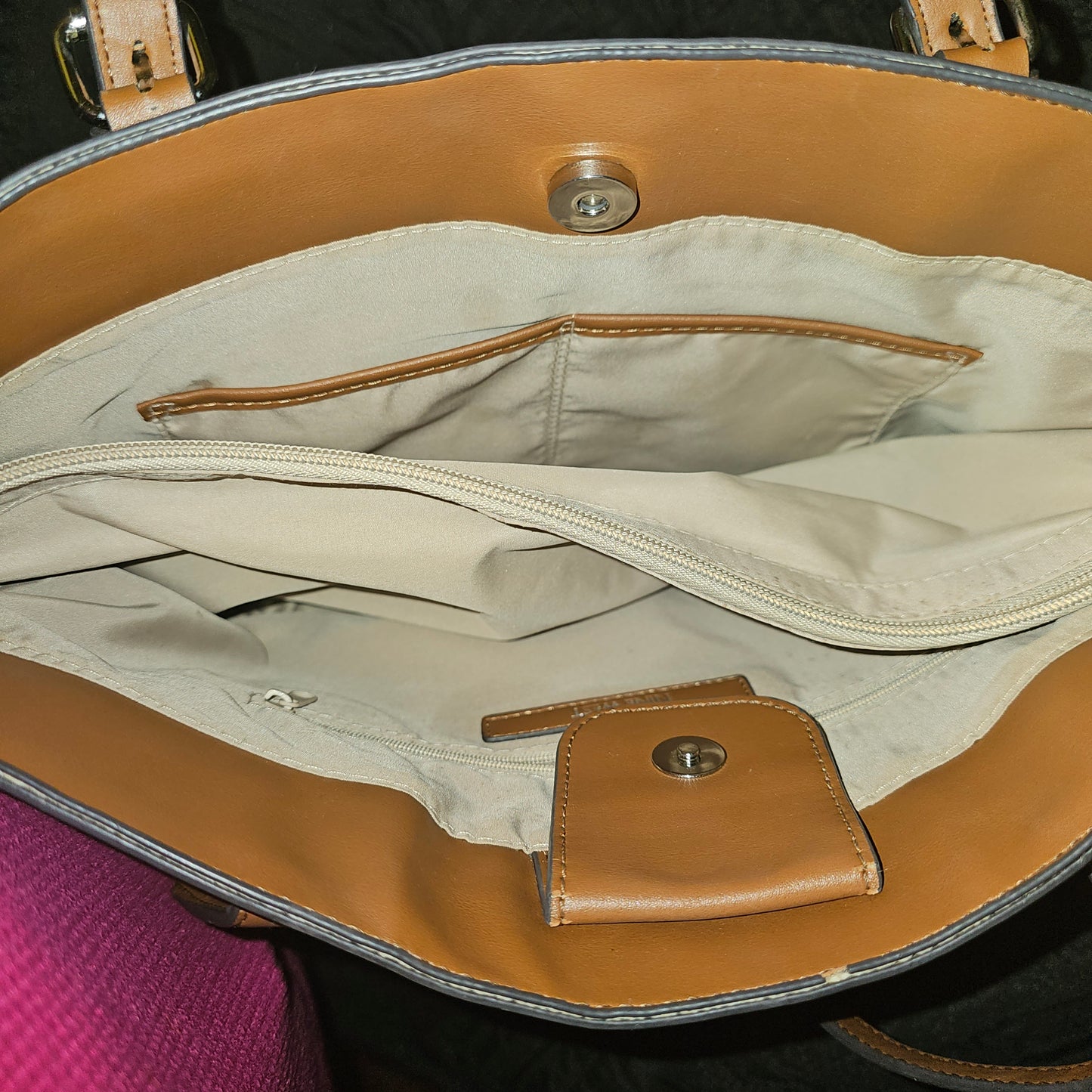 Nine West Monogram Tote Bag, Brown/Tan – Shoulder Handbag