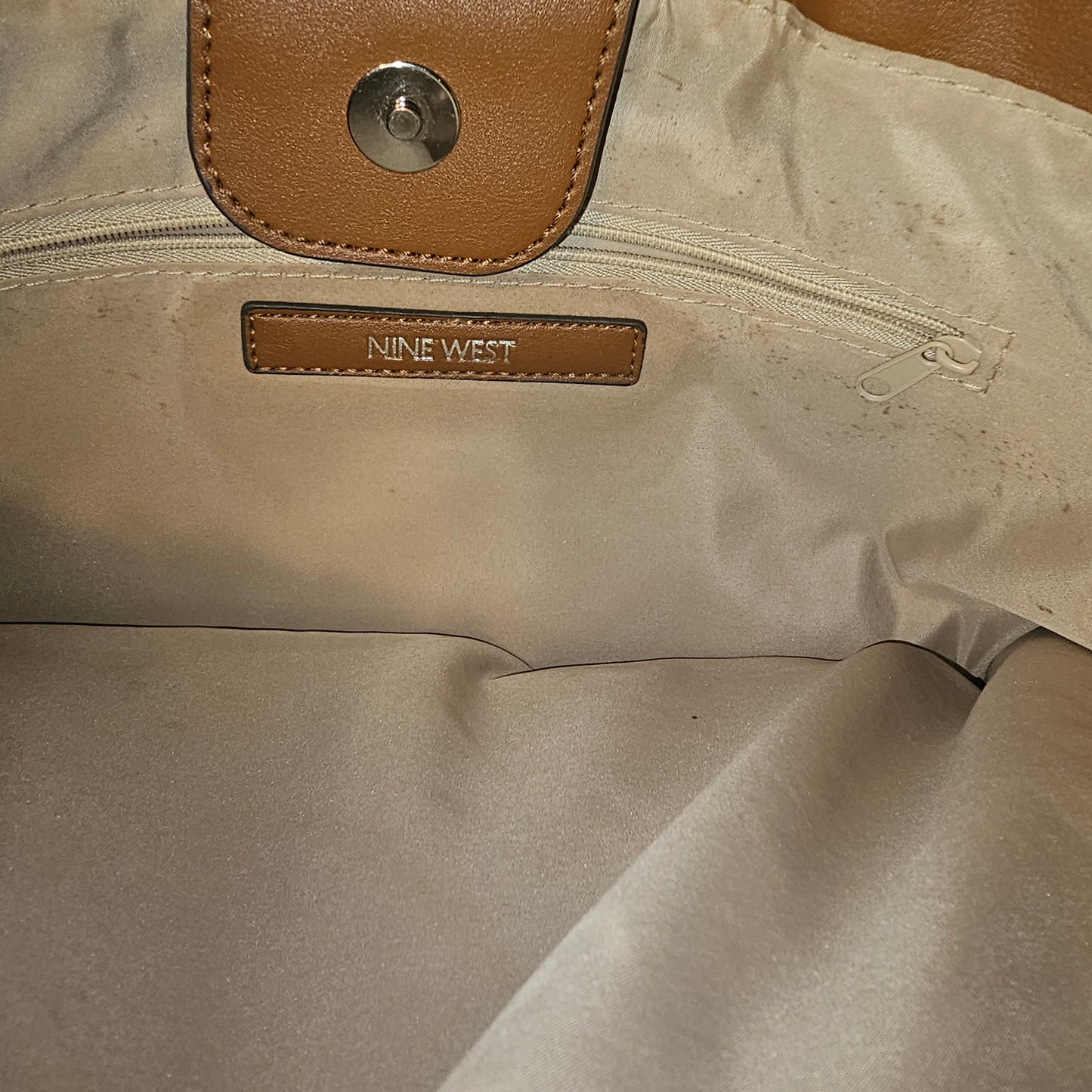 Nine West Monogram Tote Bag, Brown/Tan – Shoulder Handbag