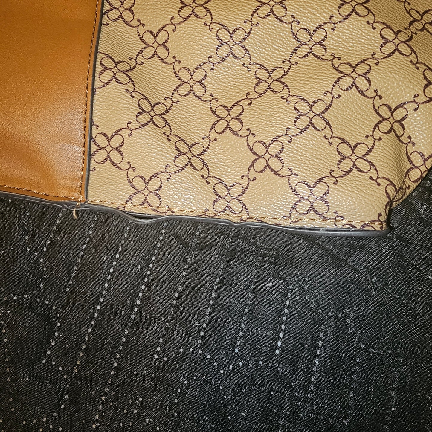 Nine West Monogram Tote Bag, Brown/Tan – Shoulder Handbag
