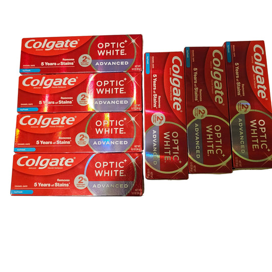 Colgate Optic White Advanced Toothpaste 3.2 oz – Bundle of 7 (Icy Fresh)