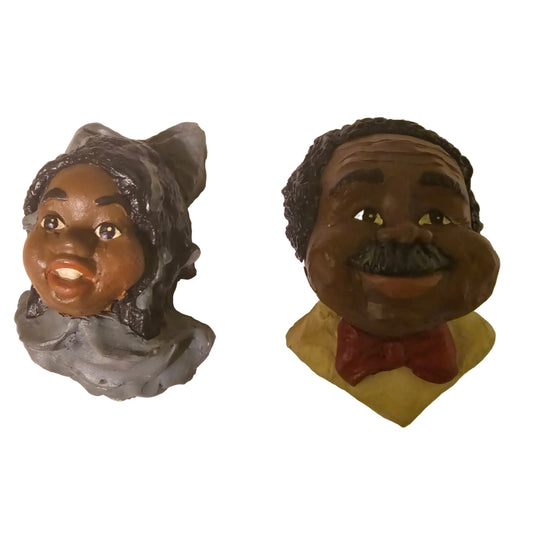 Hand-Painted Character Busts – Vintage Folk Art Style