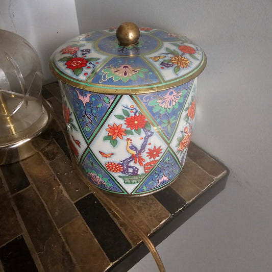 Vintage Daher Decorated Tin Canister – Floral Peacock Design – Made in England