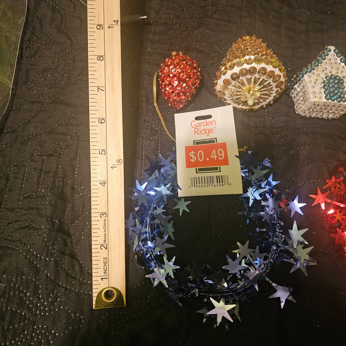 Vintage Sequined & Beaded Christmas Ornament Lot – Mixed Shapes