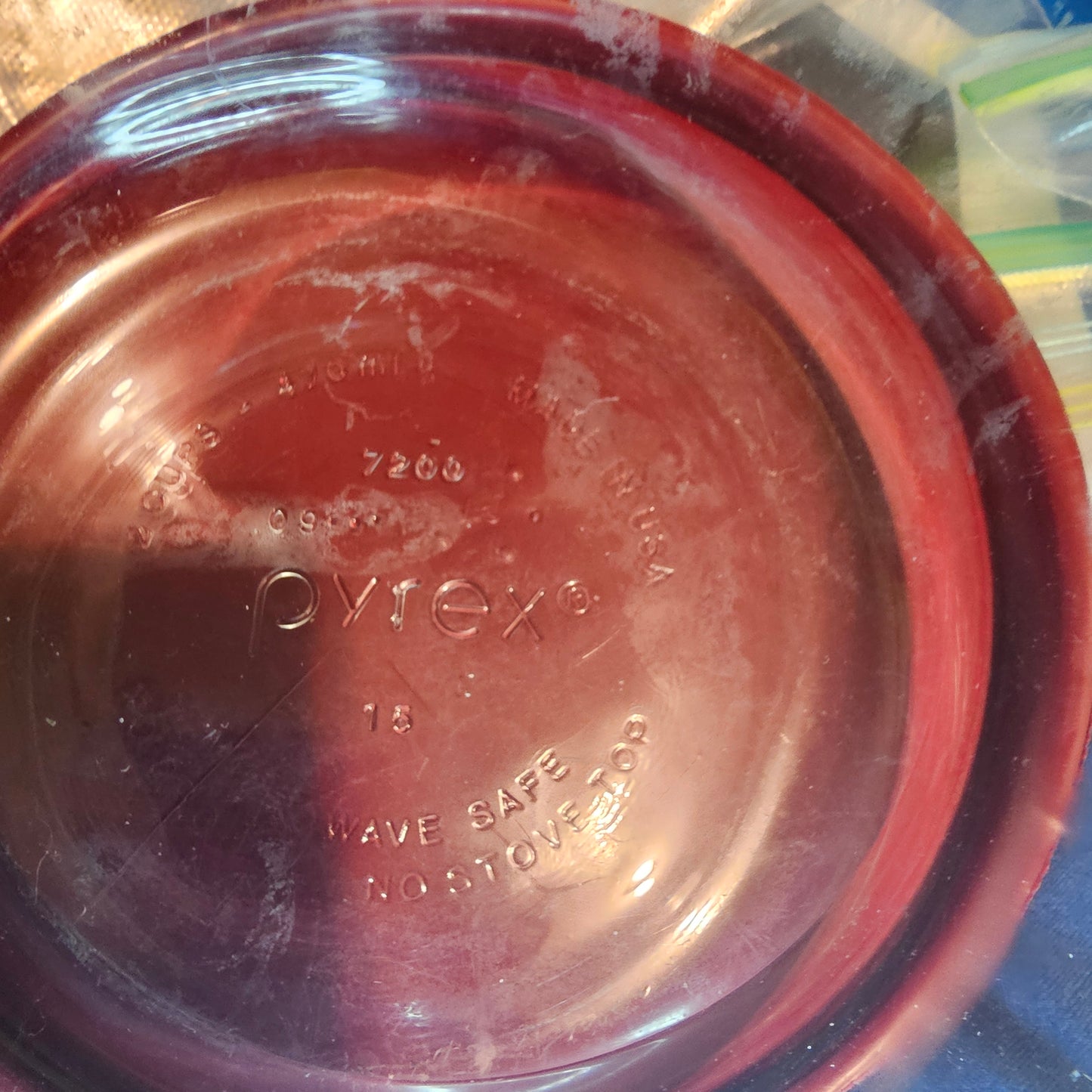 Pyrex 7200 2-Cup Glass Storage Bowl with 7200-PC Red Lid