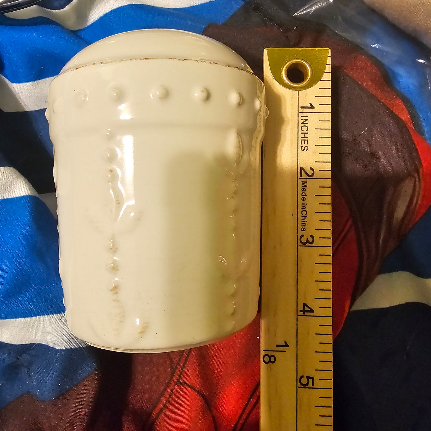 Rustic Ceramic Salt & Pepper Shakers Set | White Distressed | Pre-Owned