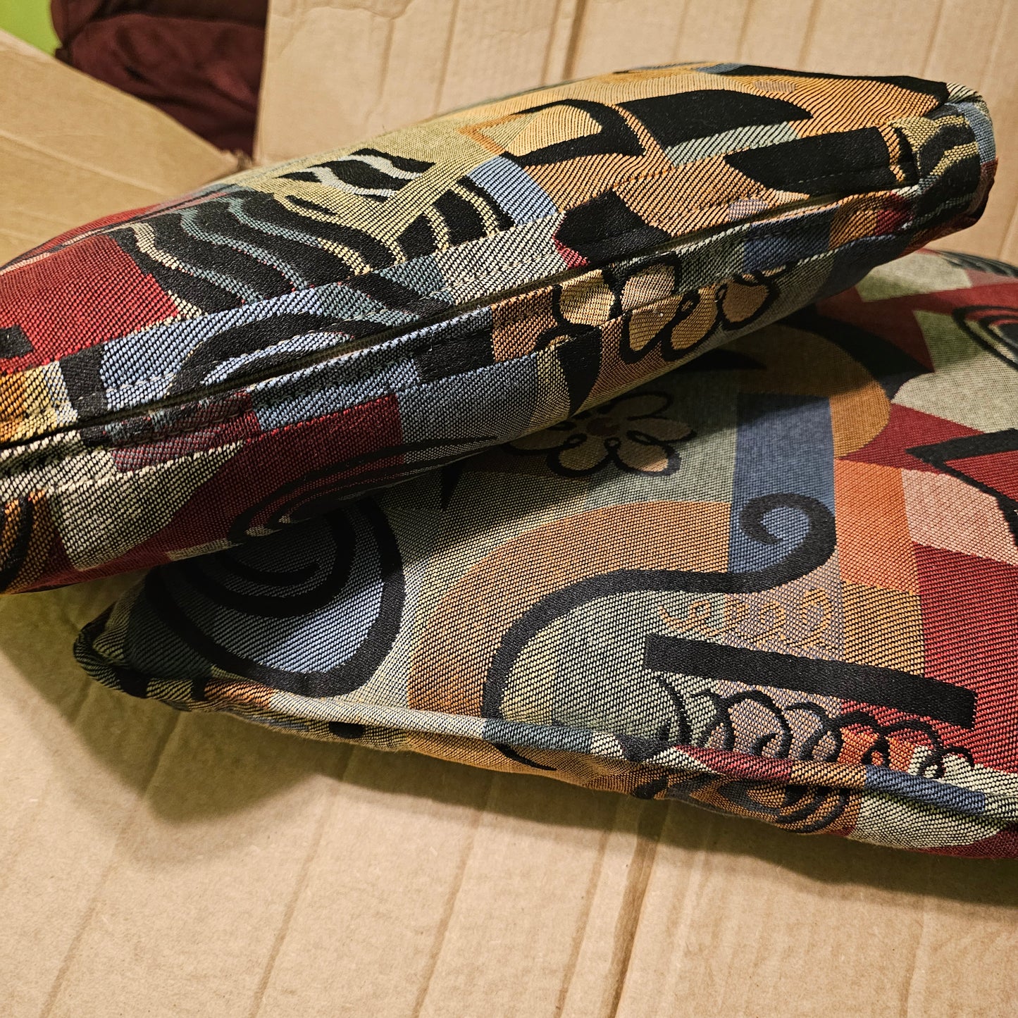 GeoFlora Duo: Colorful Abstract Accent Pillows