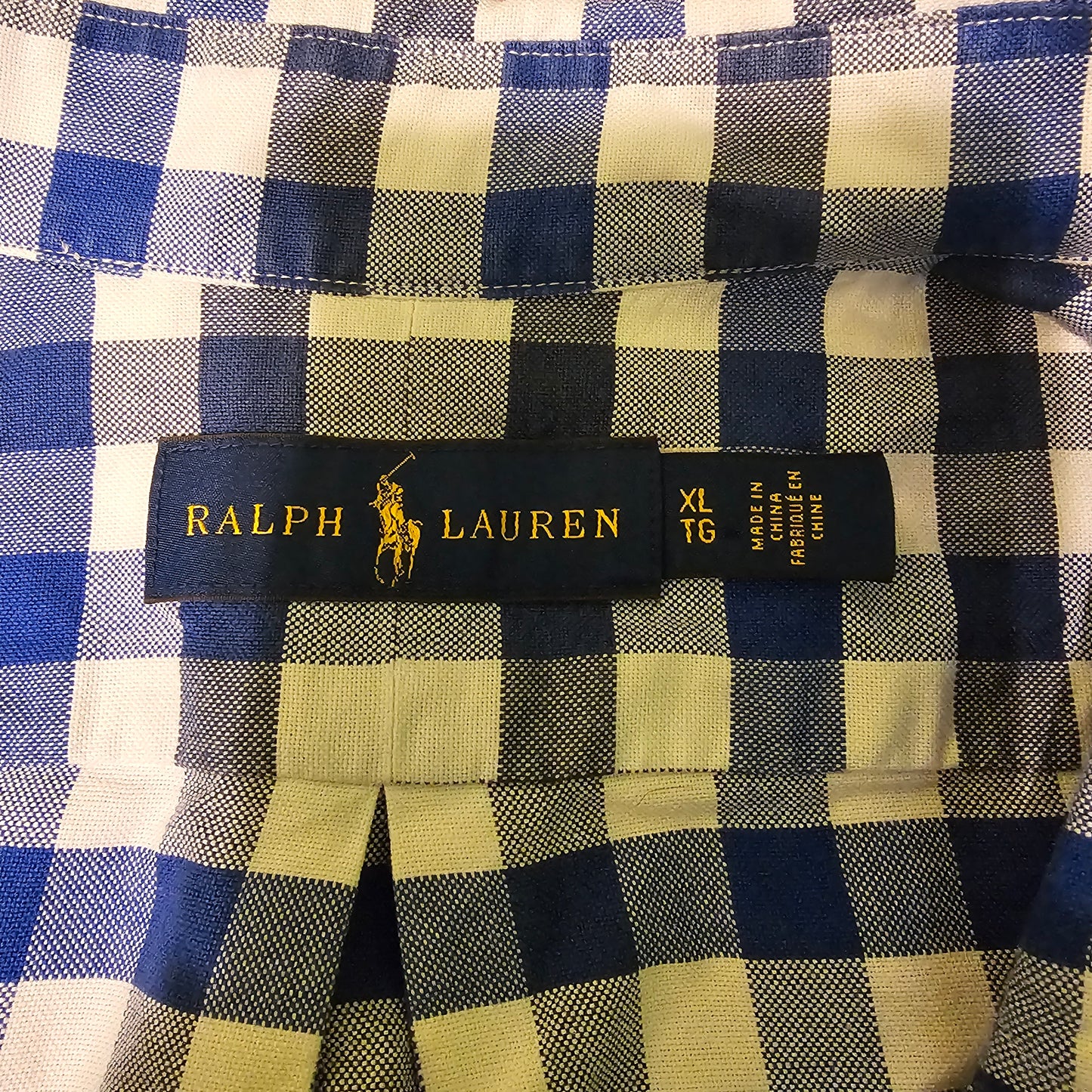 Polo Ralph Lauren Men's XL Gingham Oxford Shirt Blue/White Button Down Pony Logo