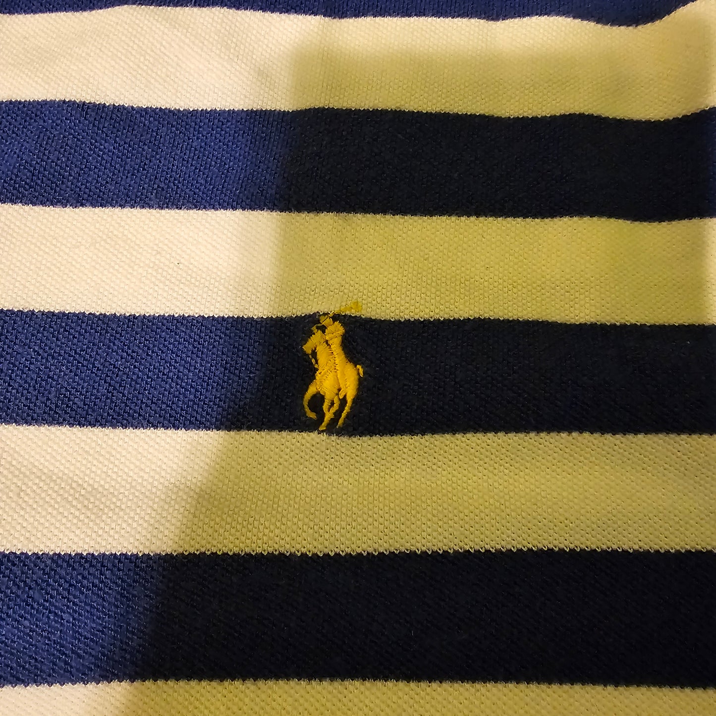 Polo Ralph Lauren Striped Piqué Polo Shirt - XL - Blue/White with Yellow Pony