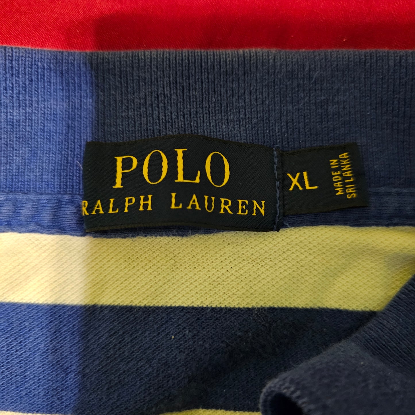 Polo Ralph Lauren Striped Piqué Polo Shirt - XL - Blue/White with Yellow Pony