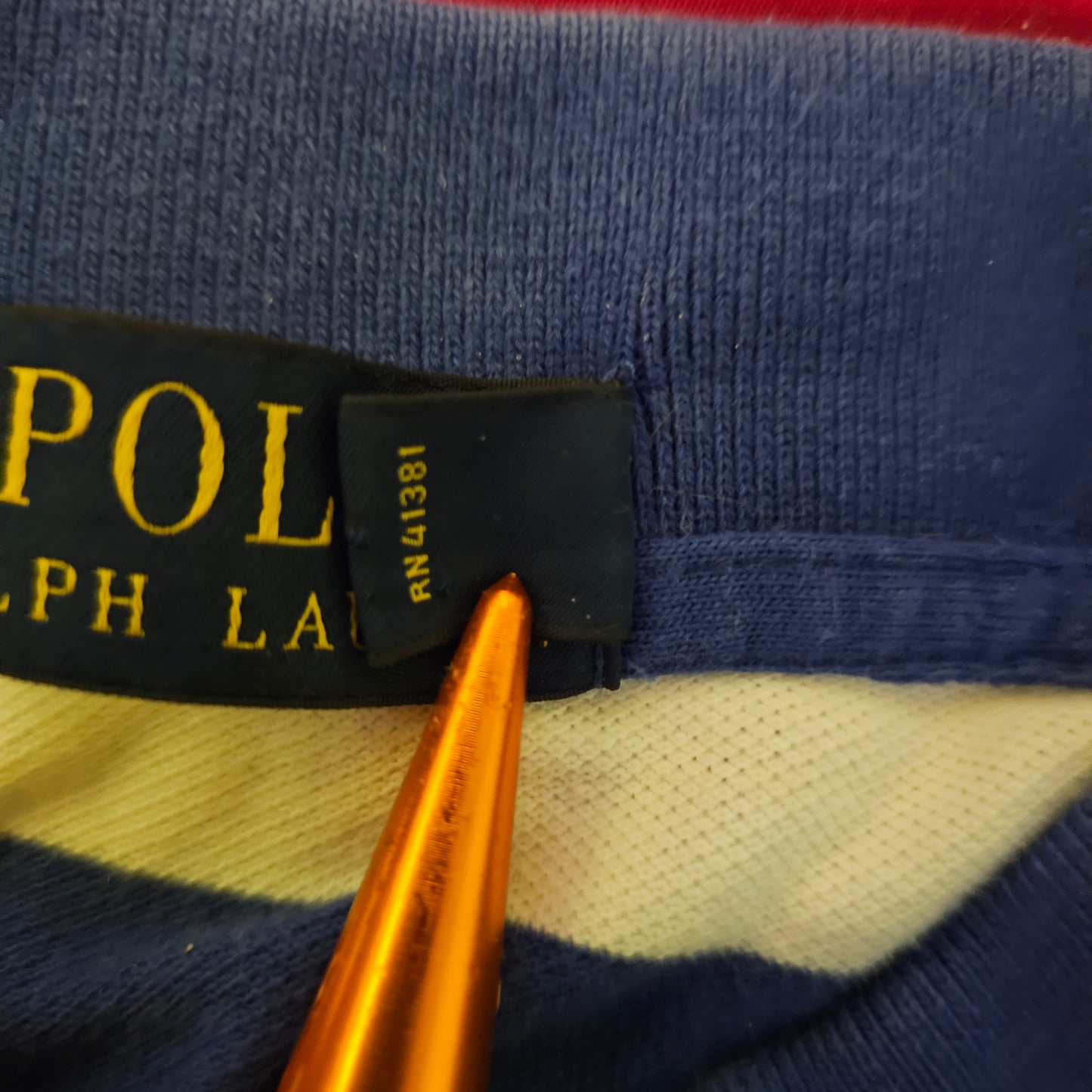 Polo Ralph Lauren Striped Piqué Polo Shirt - XL - Blue/White with Yellow Pony