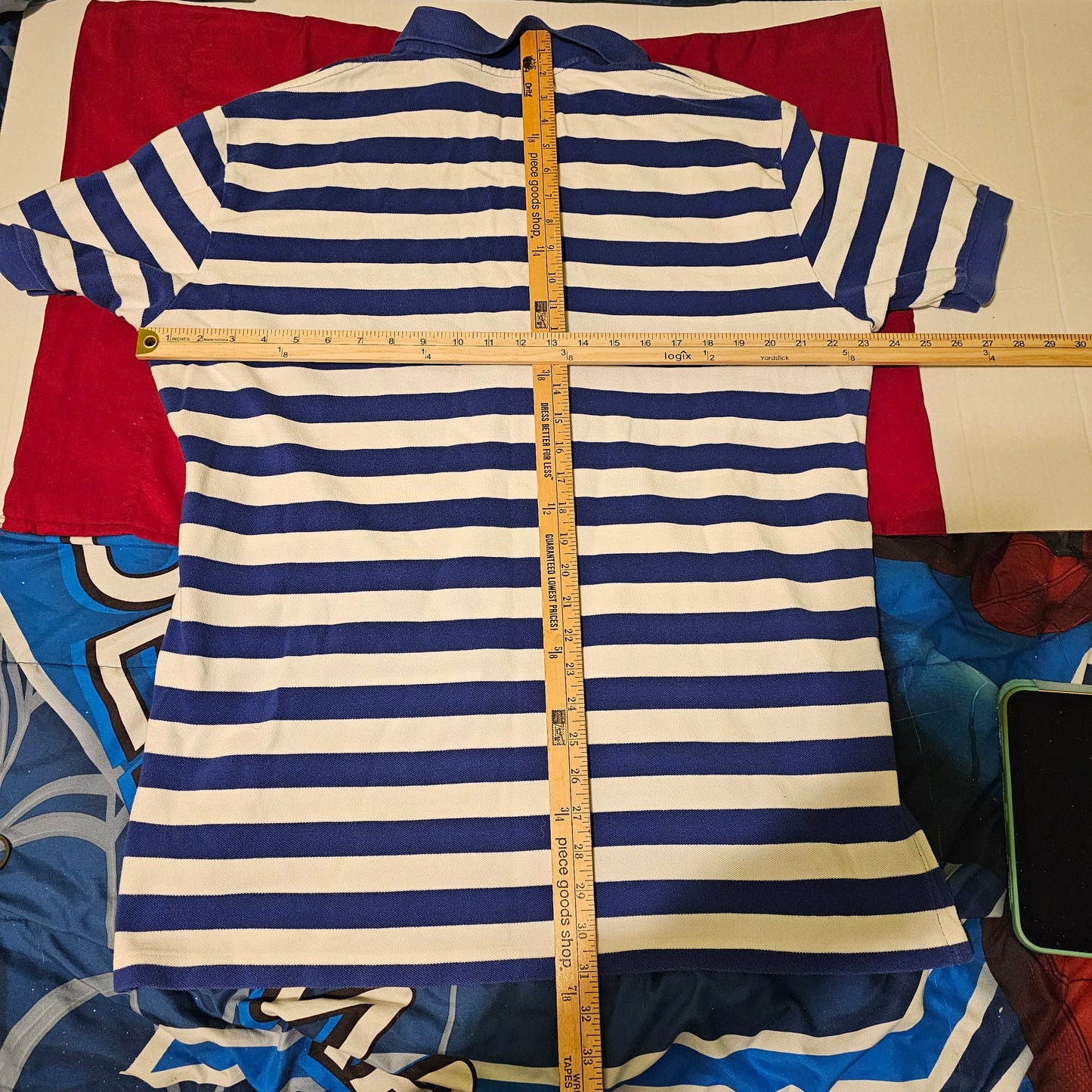 Polo Ralph Lauren Striped Piqué Polo Shirt - XL - Blue/White with Yellow Pony