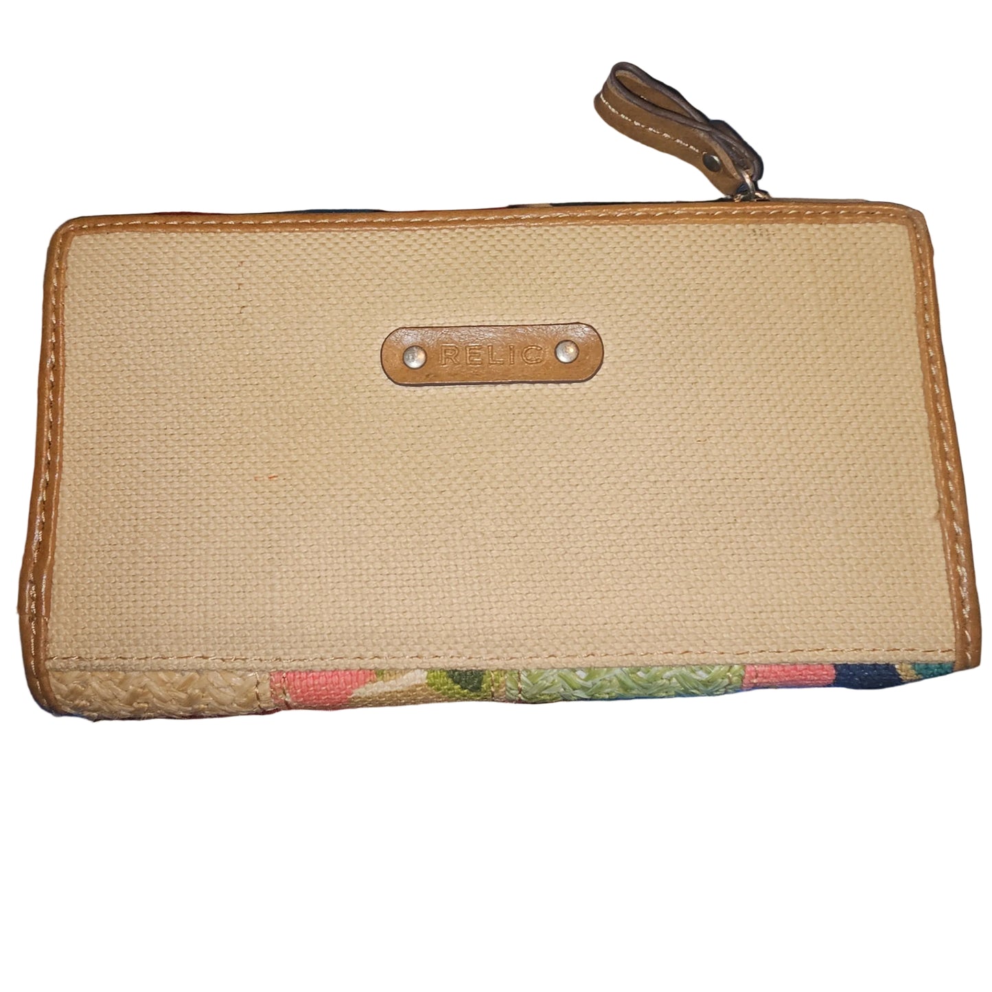 Relic Brand Patchwork Floral Handbag Purse & Matching Wallet Set Y2K Boho Straw