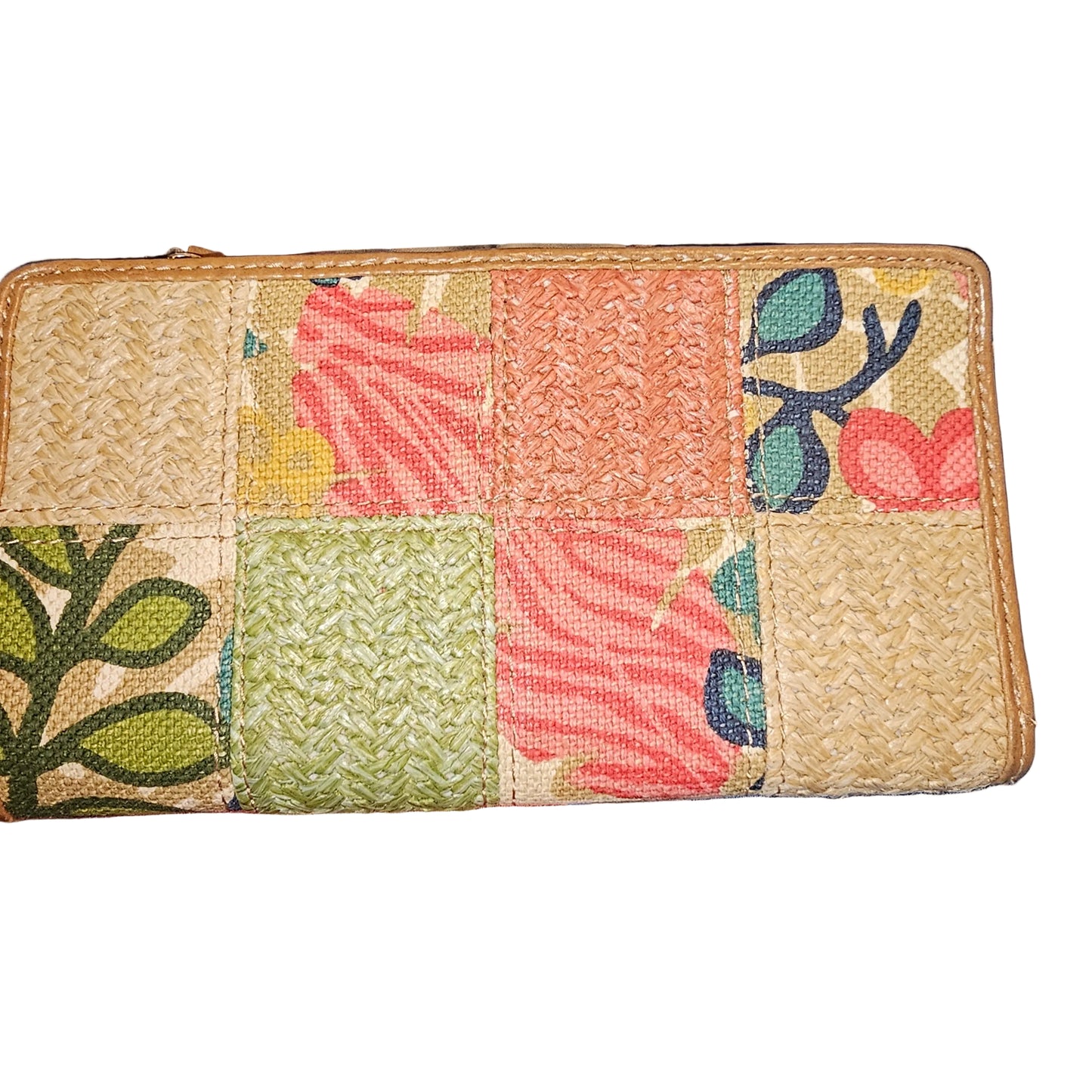 Relic Brand Patchwork Floral Handbag Purse & Matching Wallet Set Y2K Boho Straw