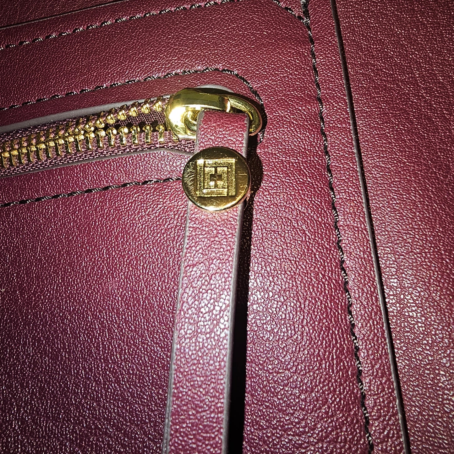 Liz Claiborne Burgundy Pebble Grain Leather Tote Bag Purse Large Shoulder Satchel