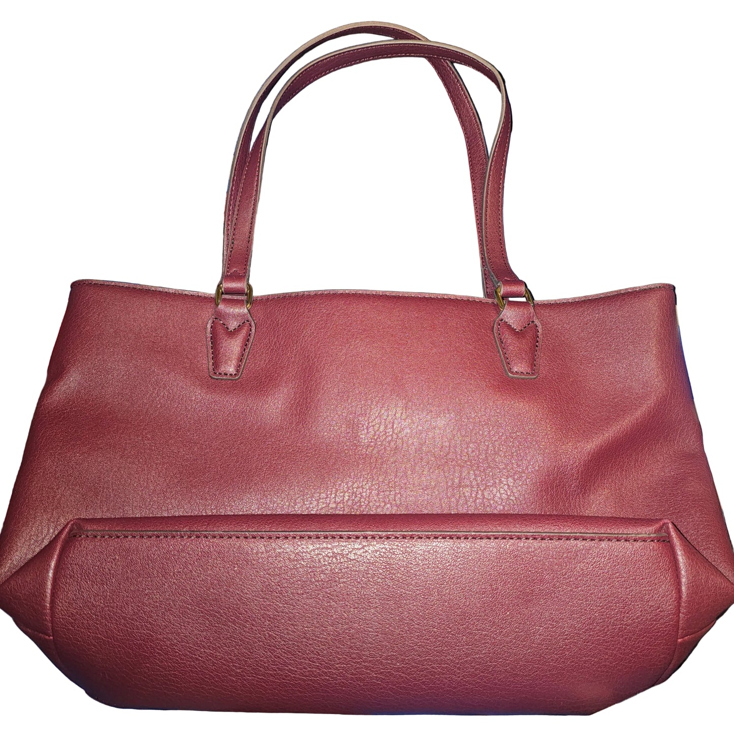 Liz Claiborne Burgundy Pebble Grain Leather Tote Bag Purse Large Shoulder Satchel
